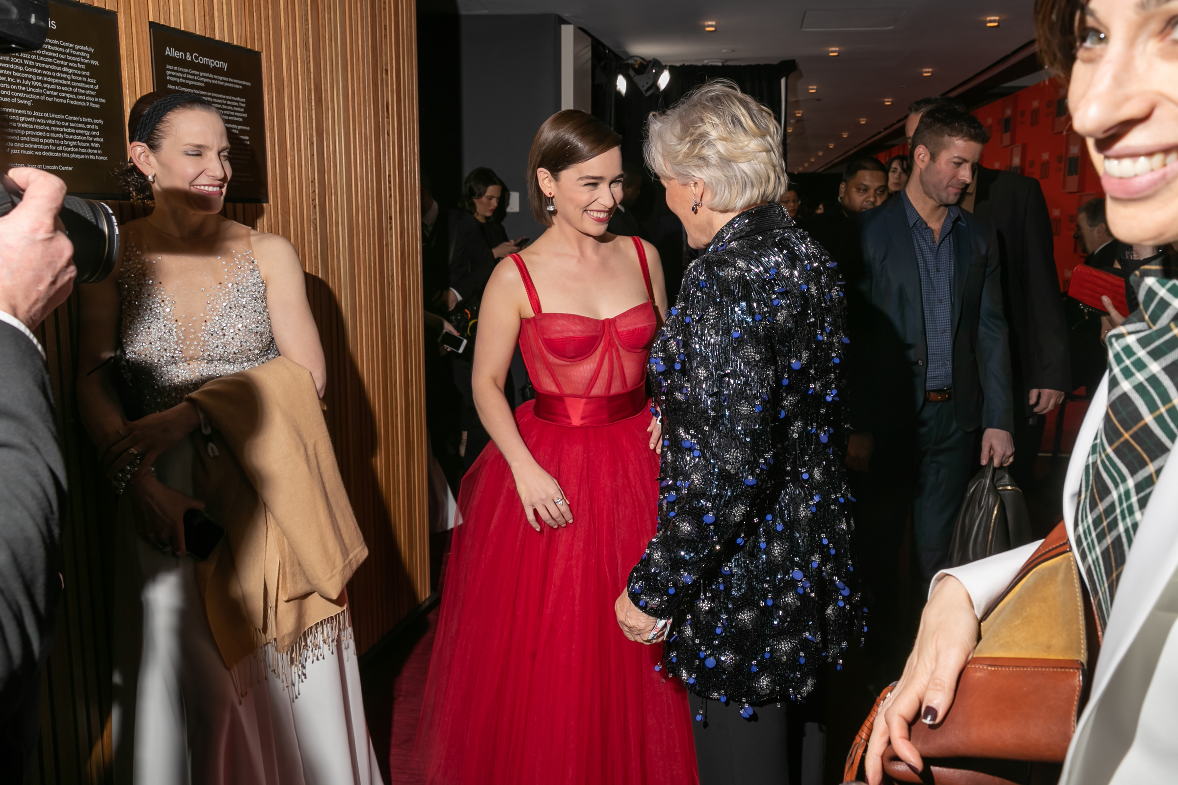 Emilia Clarke and Glenn Close at the Time 100 Gala at Jazz at Lincoln Center in New York City on April 23, 2019. (Kevin Tachman for TIME)