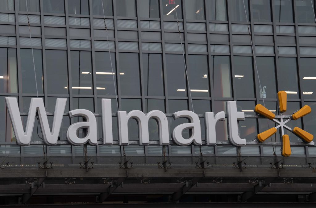 The Walmart logo is seen on a store in Washington, DC, on March 1, 2019. (Nicholas Kamm—AFP/Getty Images)
