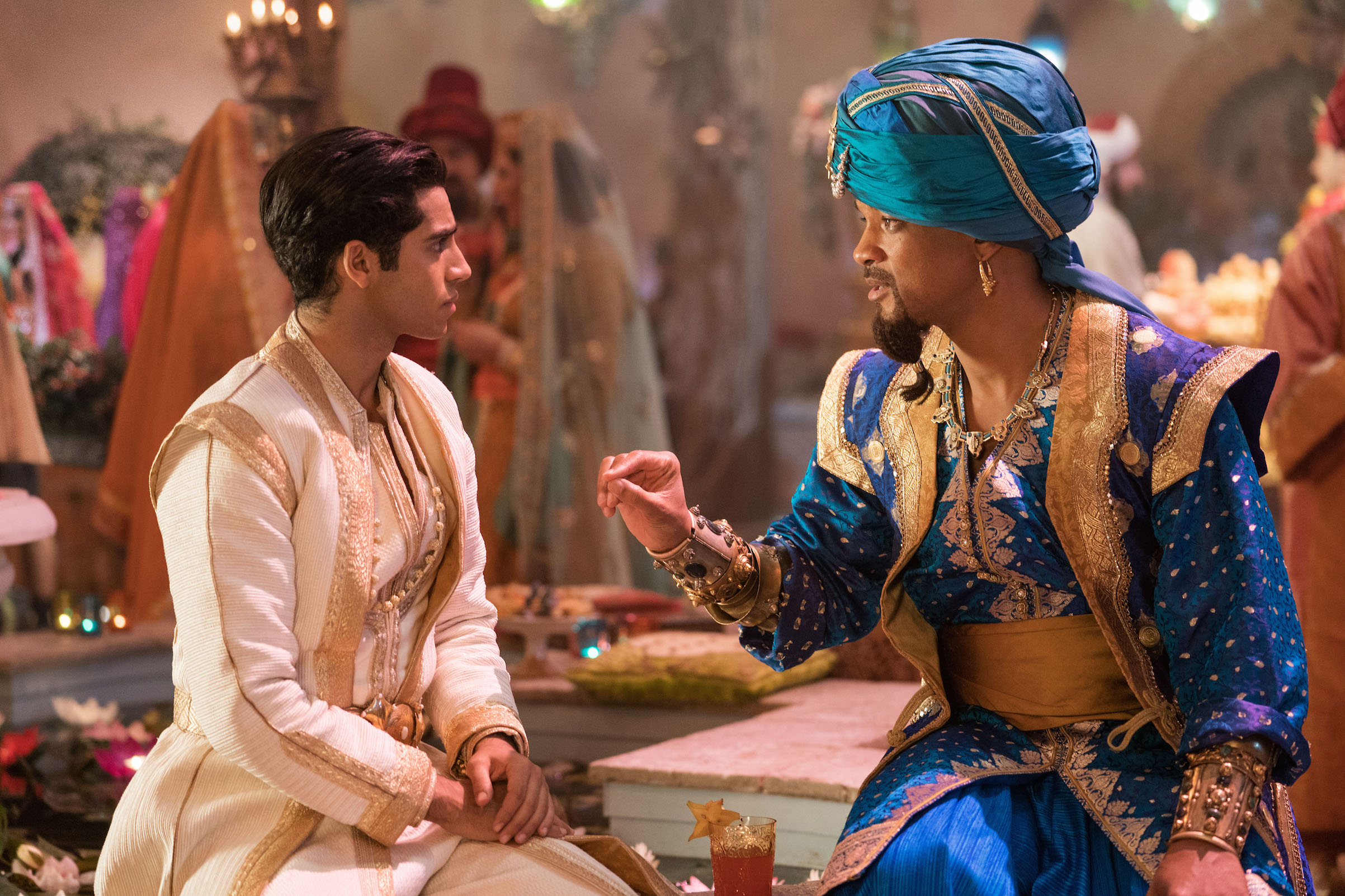 Will Smith is the Genie and Mena Massoud is Aladdin in Disney’s live-action Aladdin, directed by Guy Ritchie. (Photo Credit: Daniel Smith—Disney)