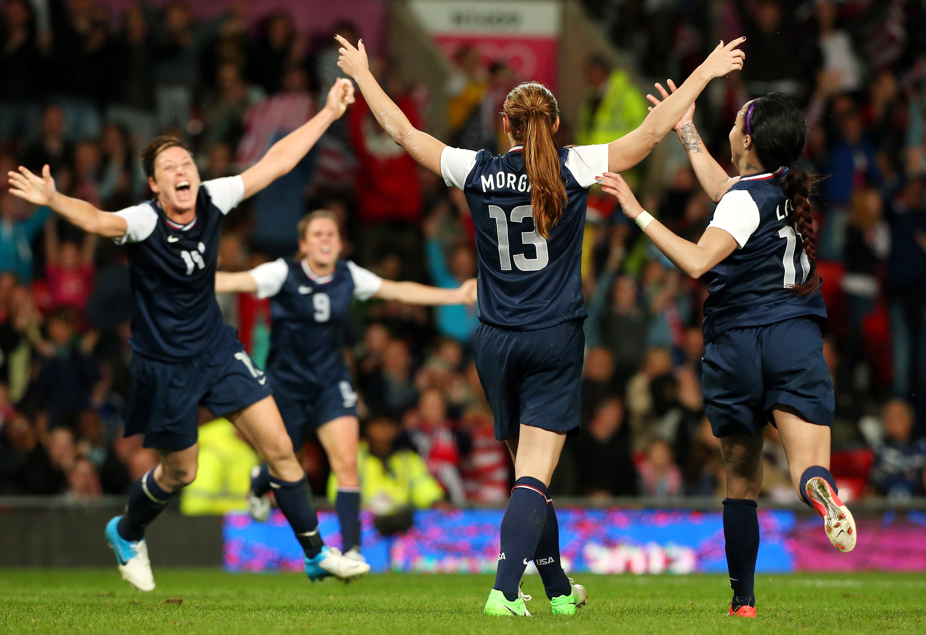 Morgan celebrating her legendary goal to beat Canada at the 2012 Olympics (Getty Images)