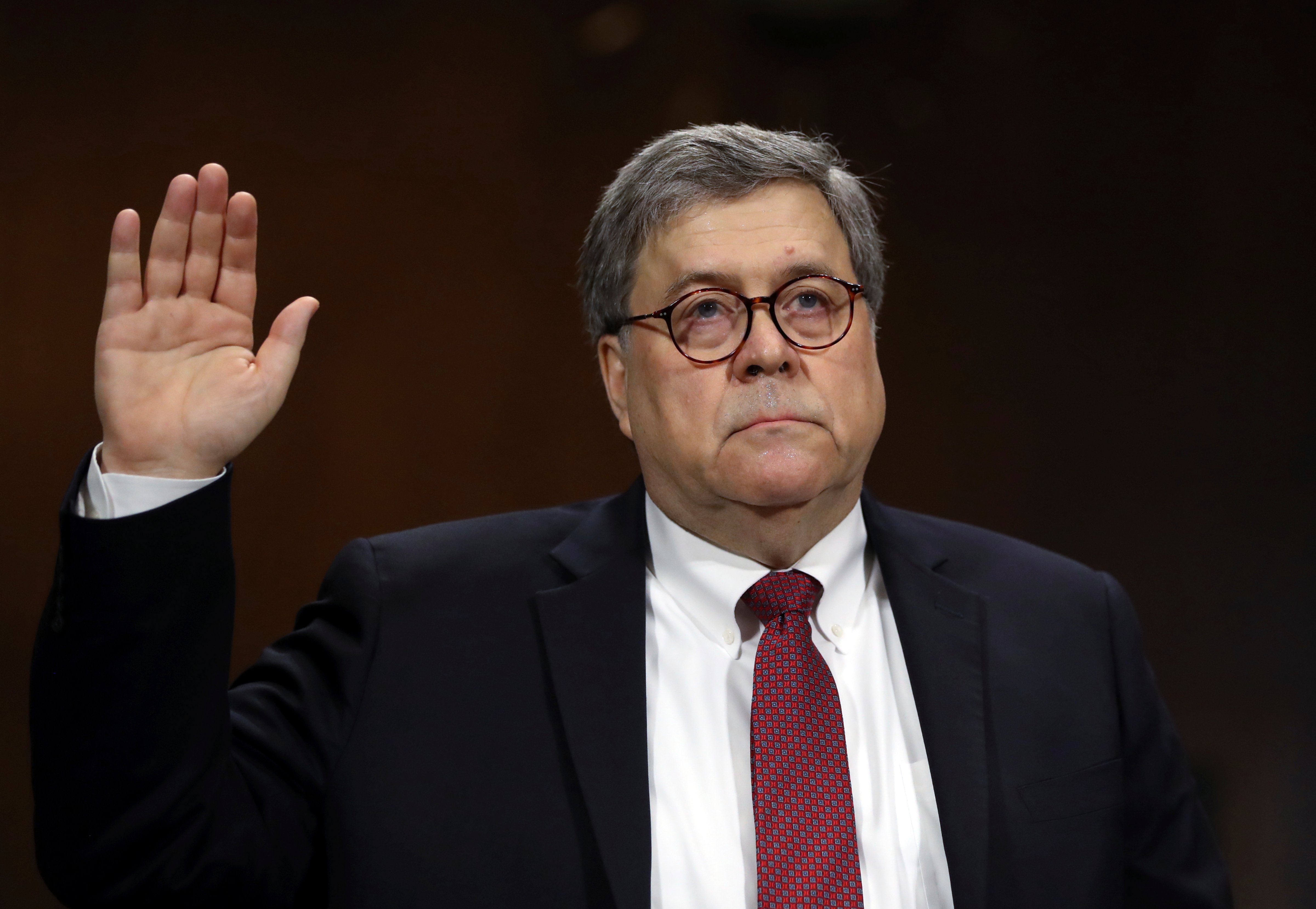 In this May 1, 2019, file photo, Attorney General William Barr is sworn in to testify before the Senate Judiciary Committee hearing on Capitol Hill in Washington. (Andrew Harnik—AP)