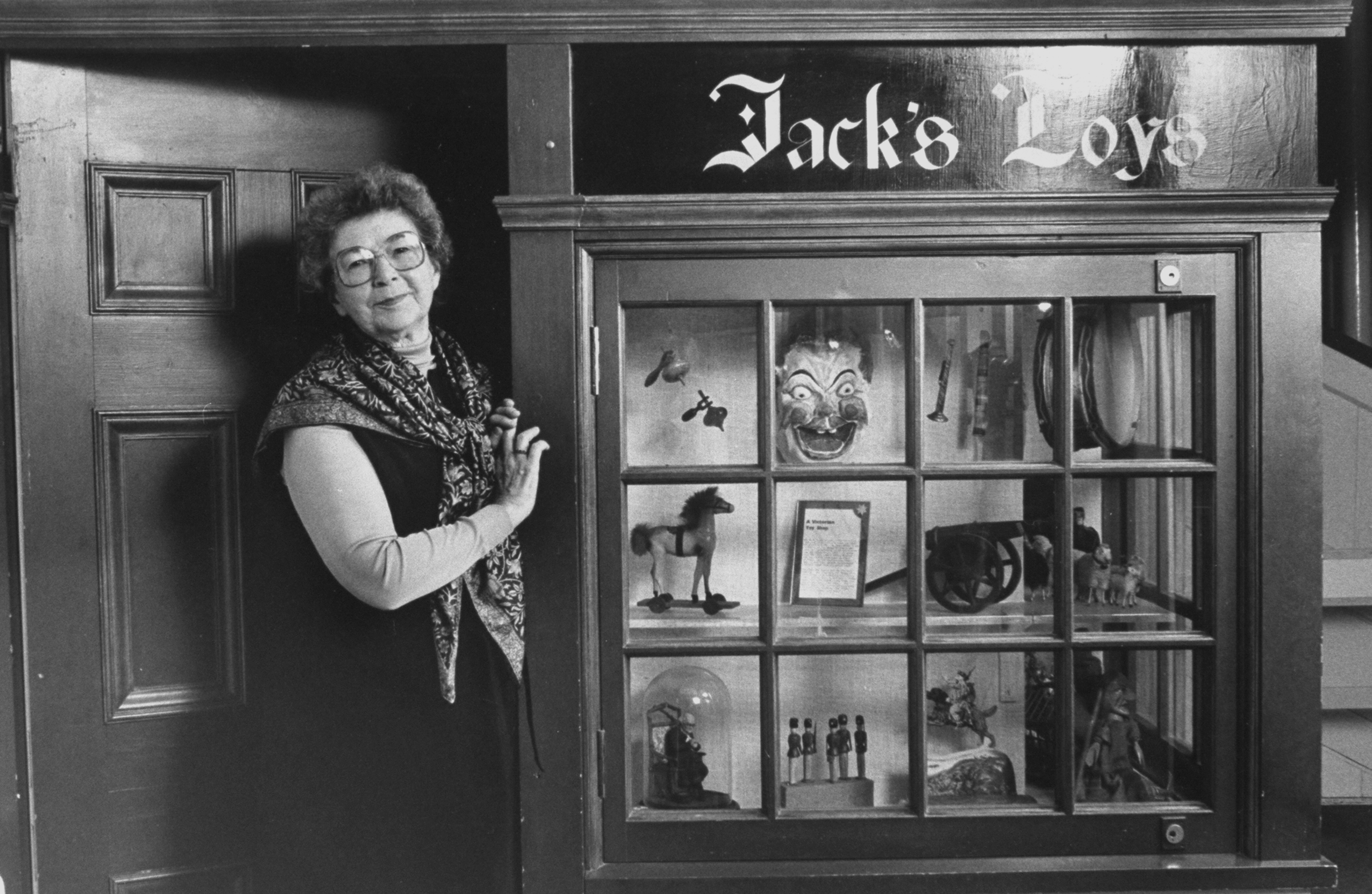 Portrait of children's author Beverly Cleary standing in doorway of Jack's Toys store. (Terry Smith&mdash;The LIFE Images Collection/Getty)