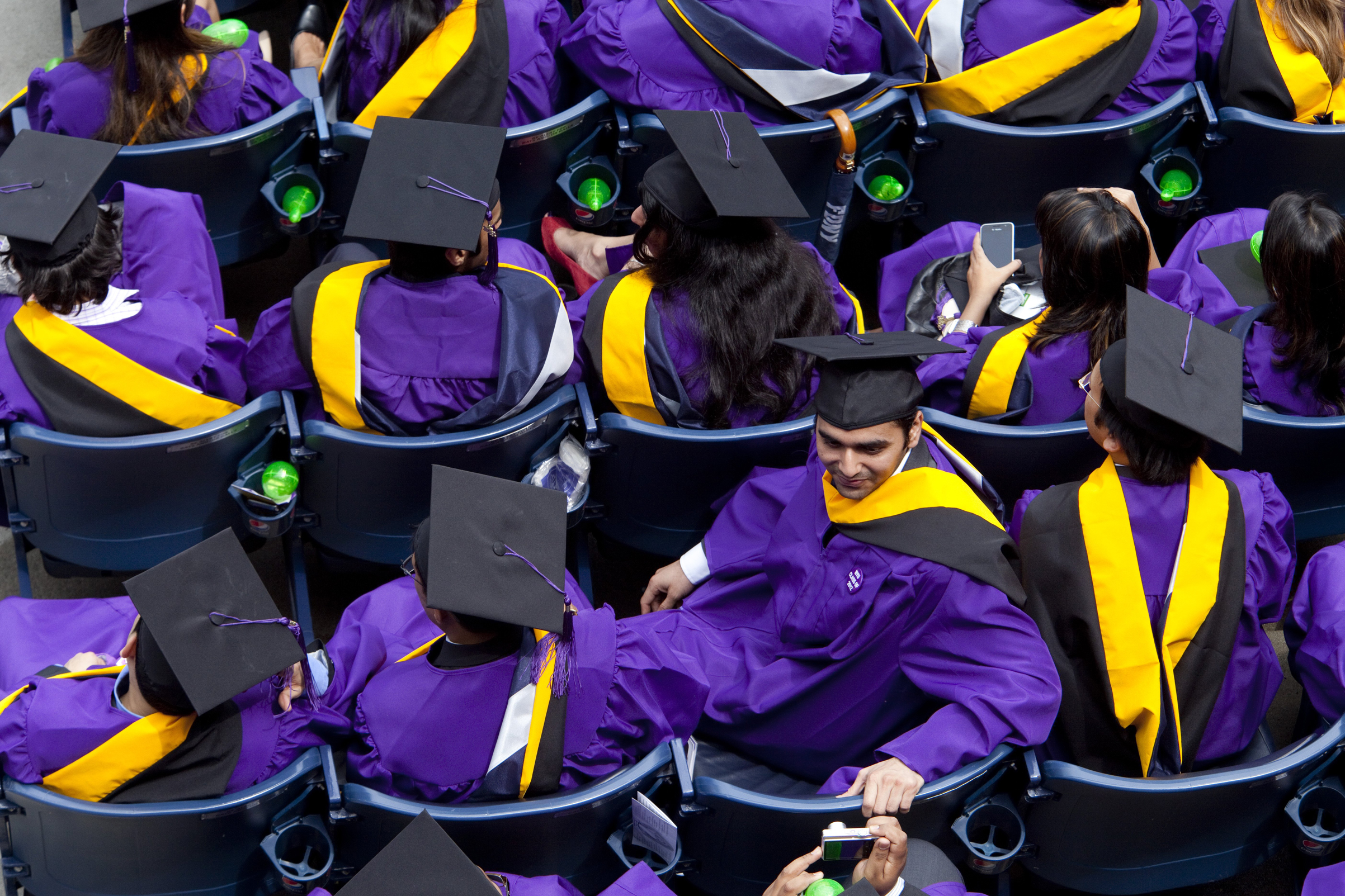 New York University's commencement ceremony at Yankee Stadium in New York, NY, on May 16, 2012. (2012 The Christian Science Monitor)