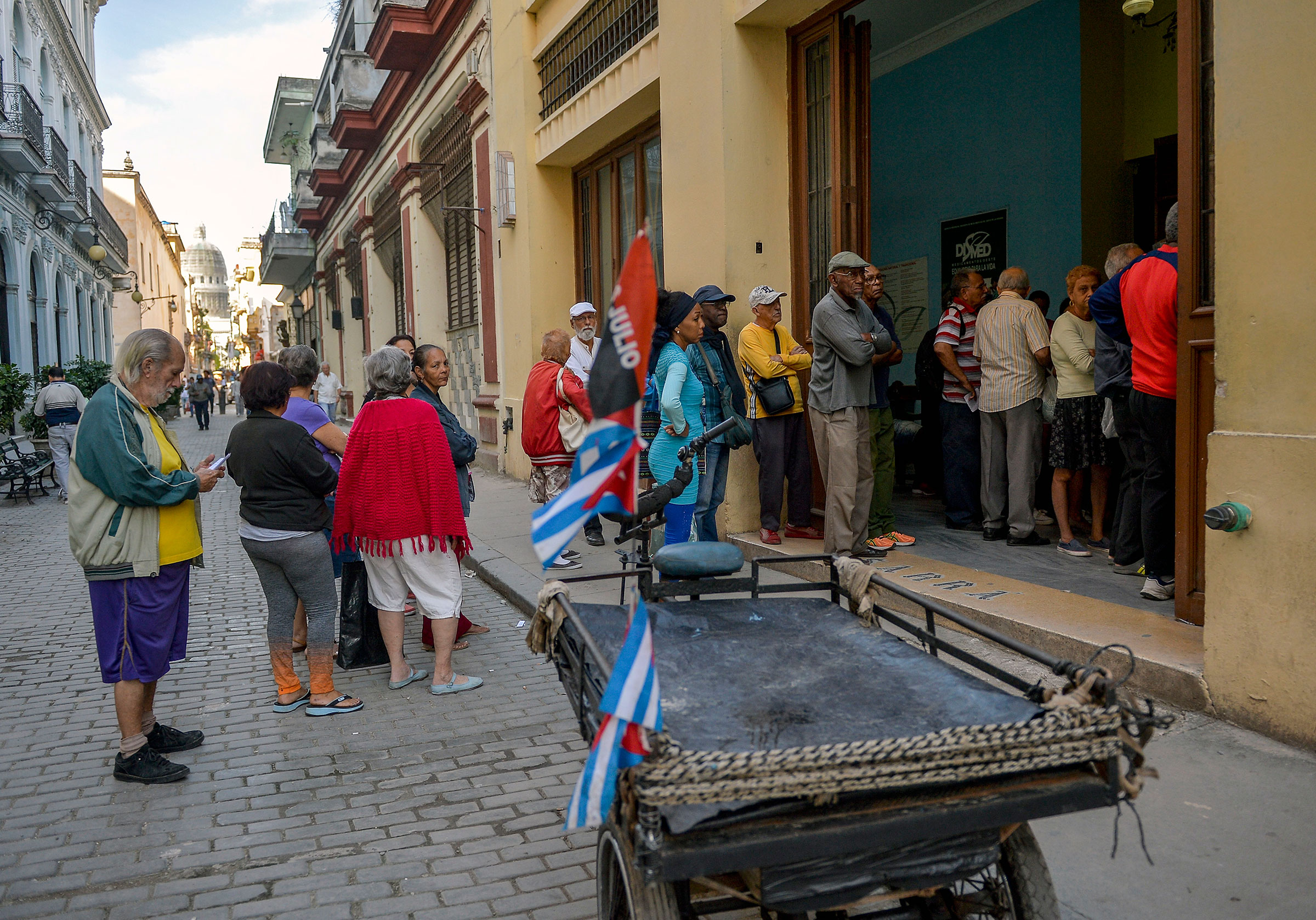 Cubans line up to buy food in Havana, on April 4, 2019. (Yamil Lage—AFP/Getty Images)