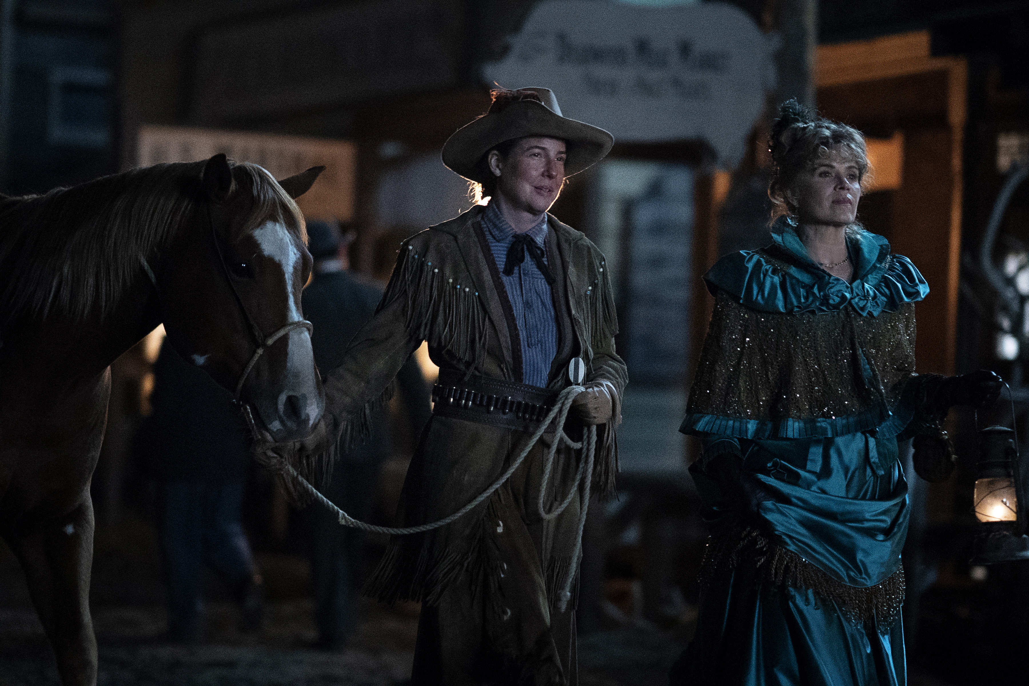 Calamity Jane (Robin Weigert) and Joanie Stubbs (Kim Dickens) in the <em>Deadwood</em> movie. (Warrick Page—HBO)