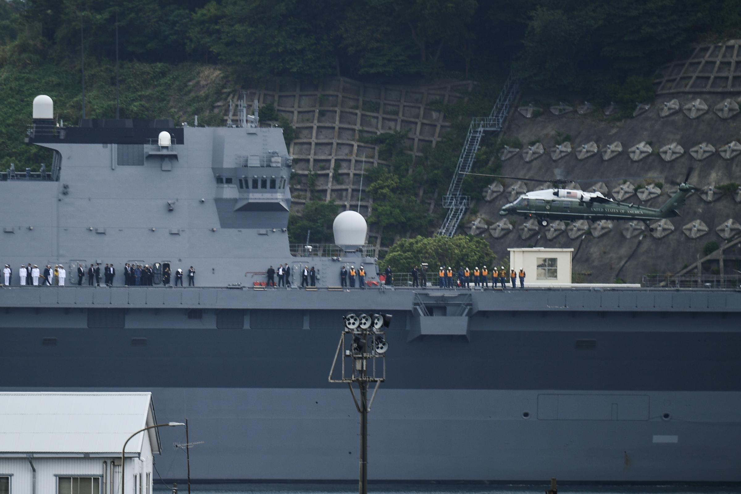 President Trump Lands on the Japanese Warship the Kaga