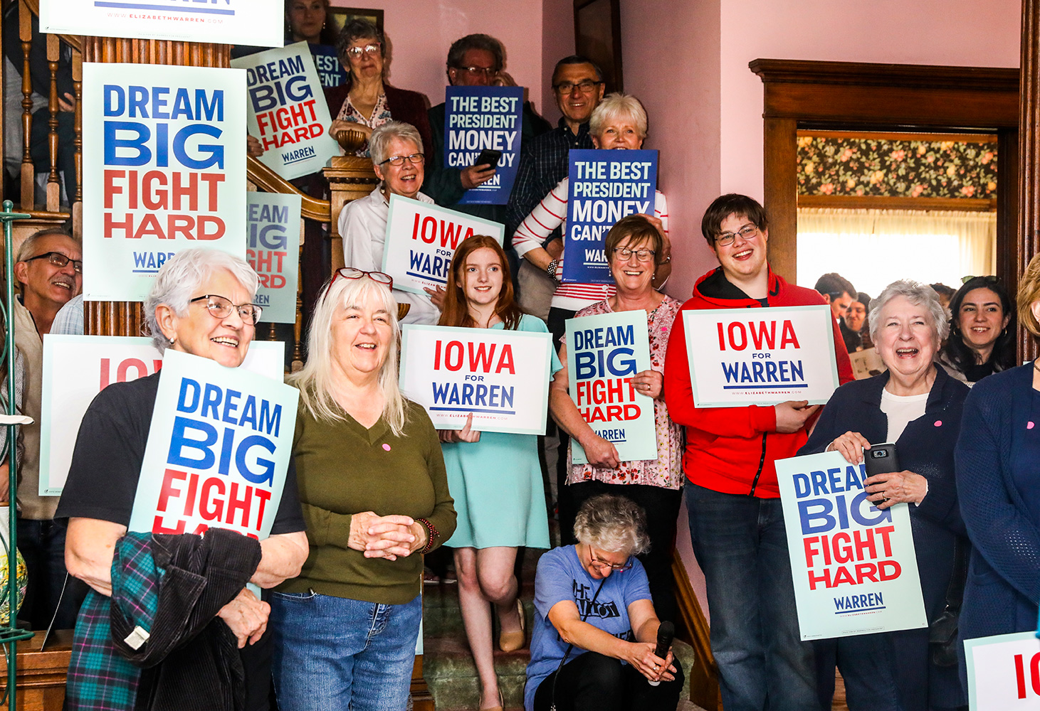 Supporters at a house party at River’s Bend Bed & Breakfast in Iowa Falls on May 3. (Krista Schlueter for TIME)