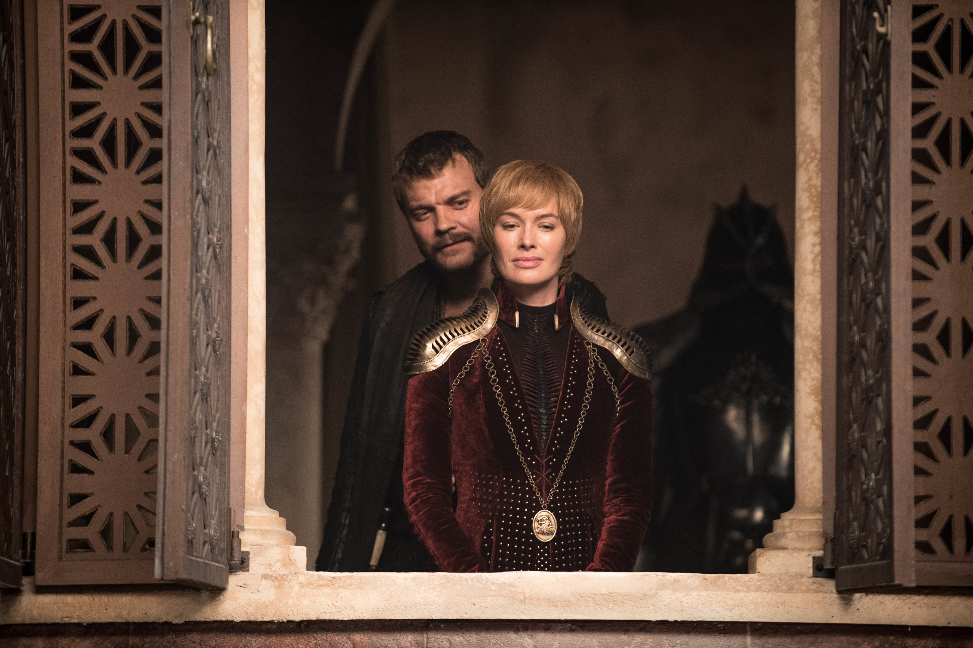 Pilou Asbæk as Euron Greyjoy and Lena Headey as Cersei Lannister. (Helen Sloan/HBO)