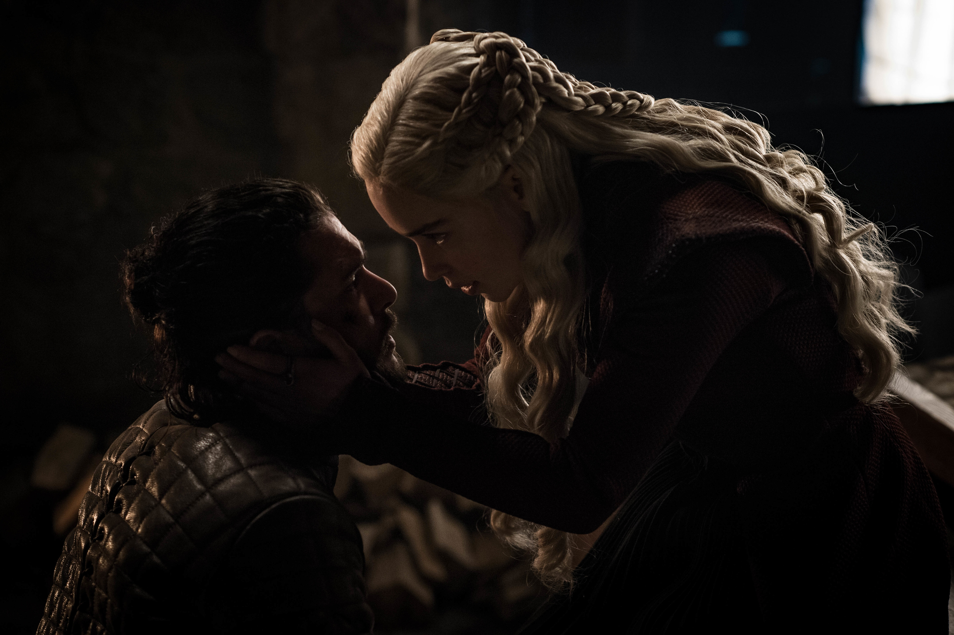 Jon Snow and Daenerys Targaryen have an intense conversation in the fourth episode of Game of Thrones' season 8. (Helen Sloan/HBO)