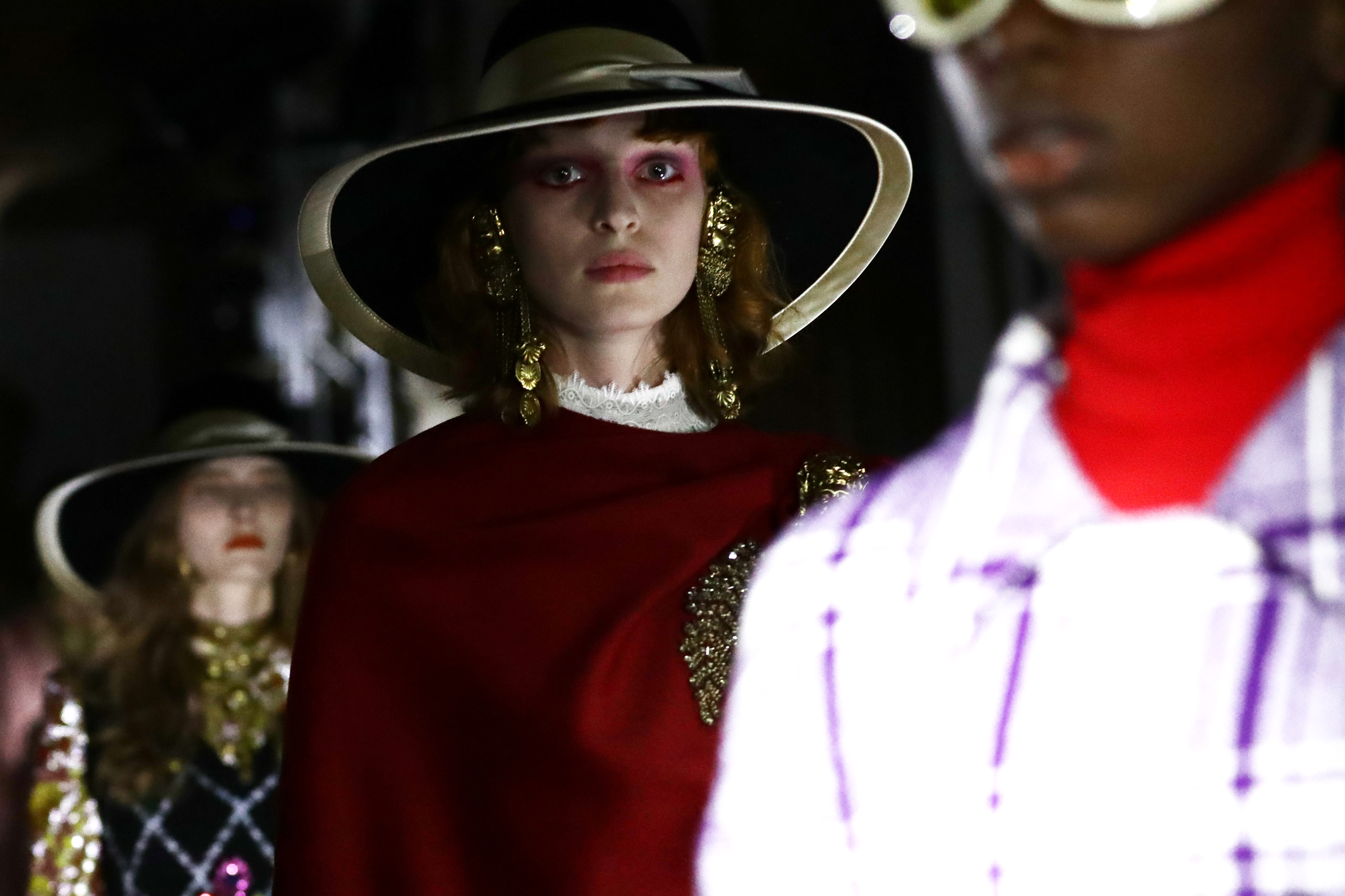 A model walks the runway at the Gucci Cruise 2020 show at Musei Capitolini on May 28, 2019 in Rome, Italy. (Vittorio Zunino Celotto/Getty Images for Gucci)