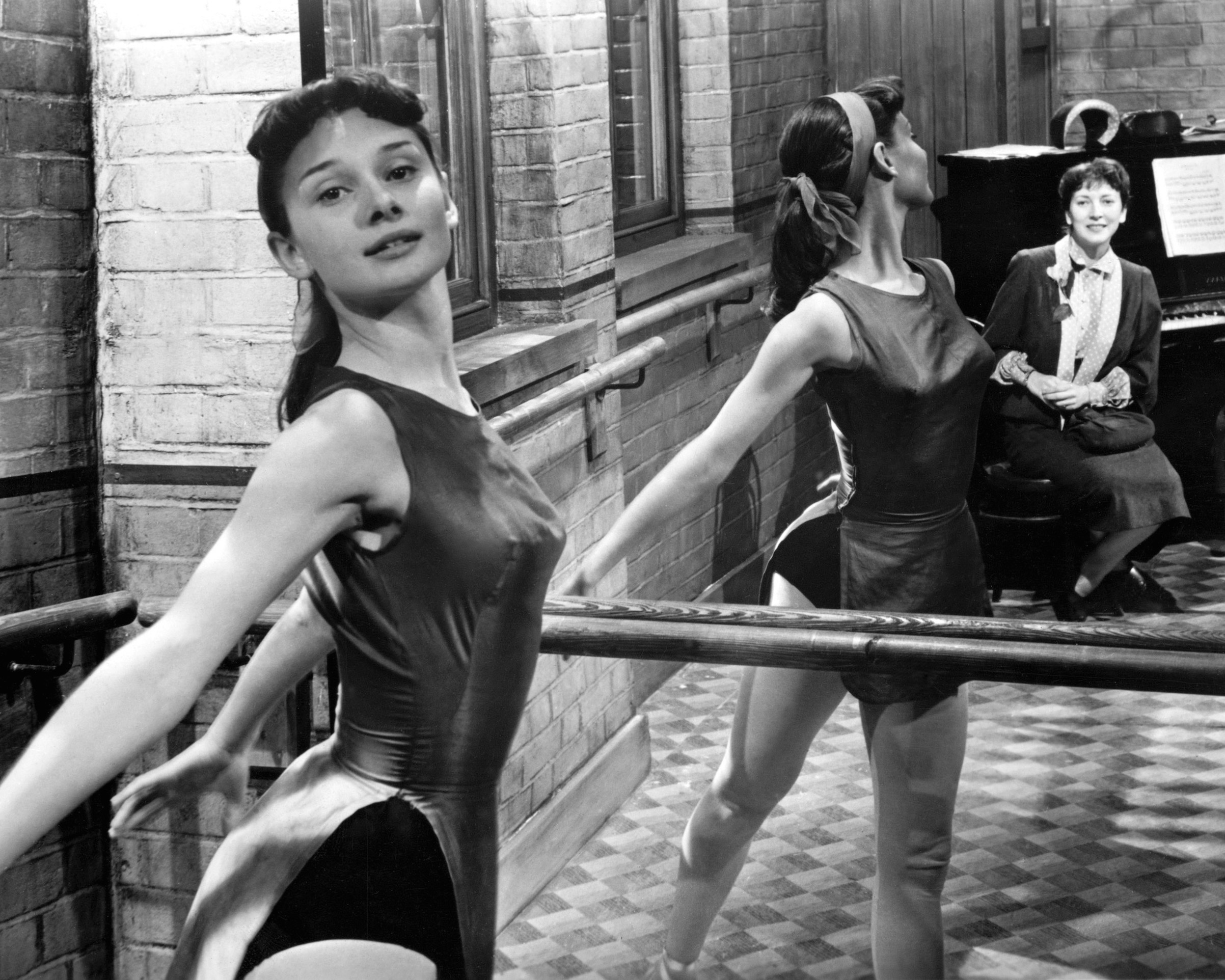Actor and dancer Audrey Hepburn rehearsing at the barre, circa 1950. (Silver Screen Collection/Getty Images)