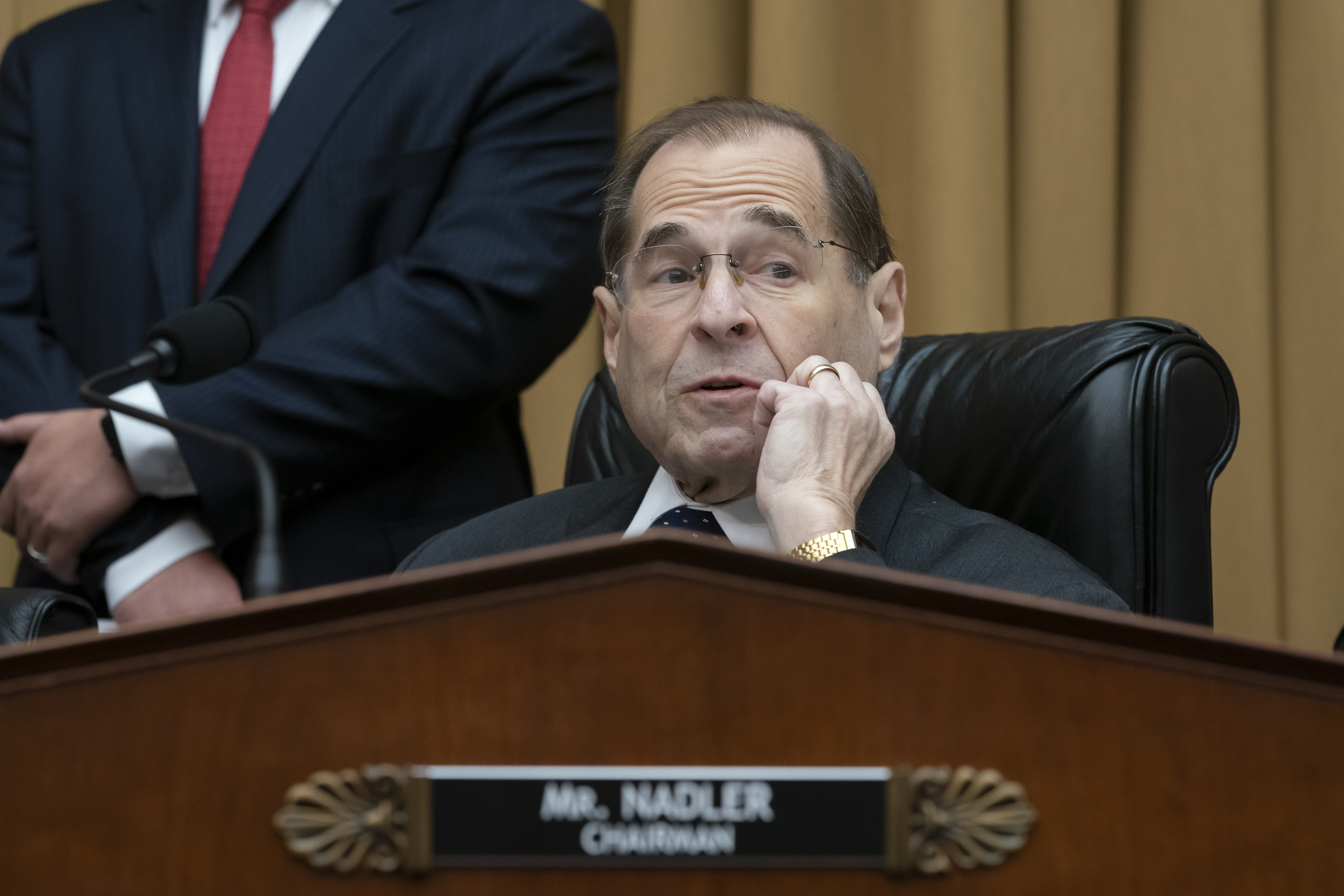 House Judiciary Committee Chair Jerrold Nadler waits to start a hearing on the Mueller report without witness Attorney General William Barr who refused to appear, on Capitol Hill in Washington, Thursday, May 2, 2019. The House Judiciary Committee is threatening to hold William Barr in contempt if he does not provide the full, unredacted Mueller report. (J. Scott Applewhite—AP)