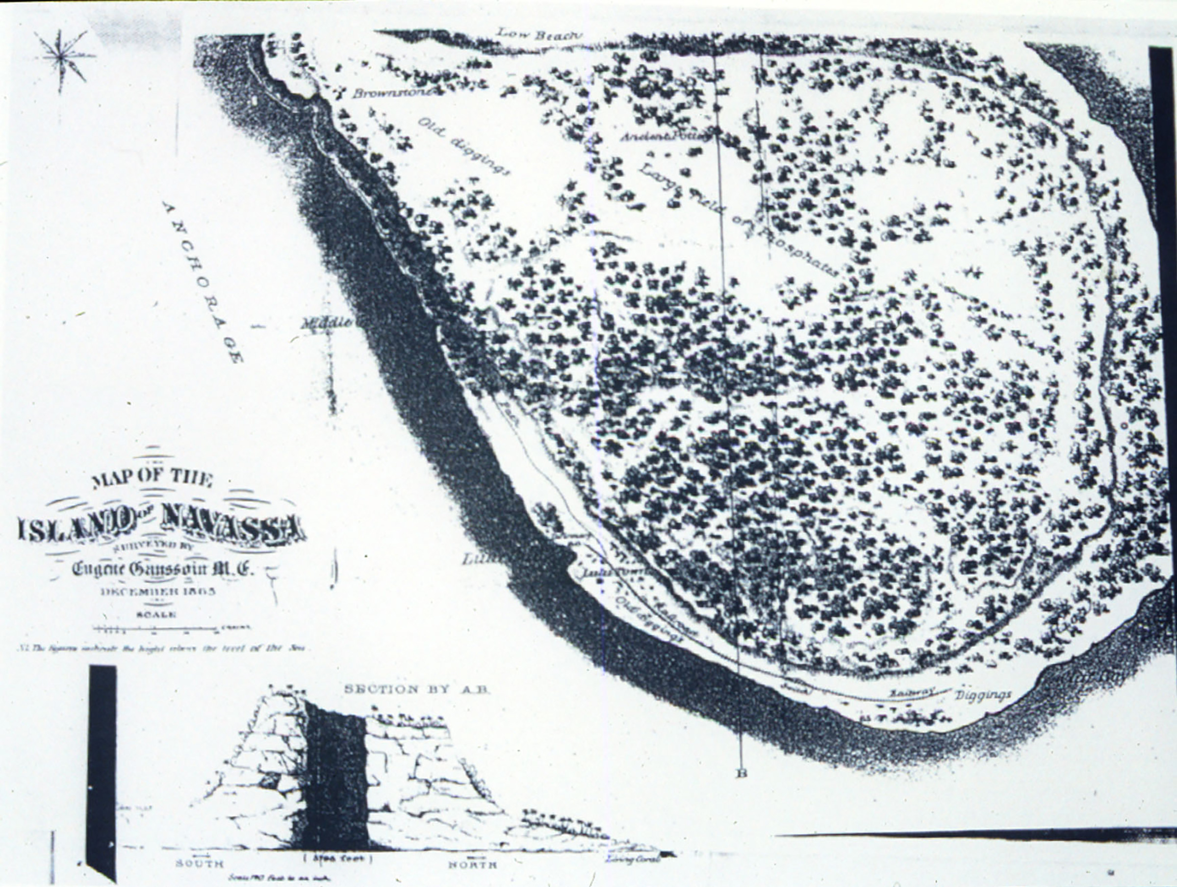 Historic map of the island of Navassa