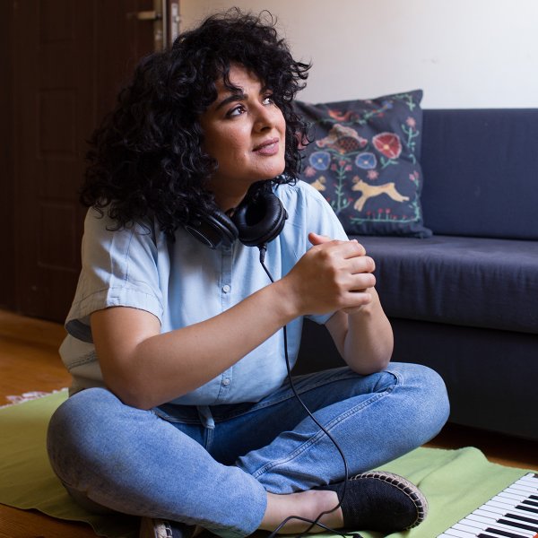 Dina El Wedidi at her home music studio in Egypt, May 4, 2019.