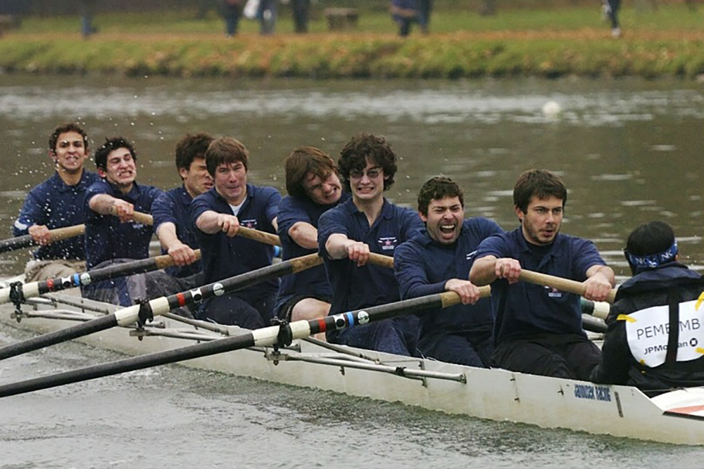 Buttigieg (far right) in 2007. After Harvard, he went to Oxford on a Rhodes scholarship. (Courtesy Pete Buttigieg)