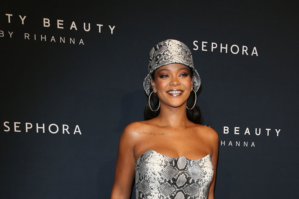 Rihanna attends the Fenty Beauty by Rihanna Anniversary Event at Overseas Passenger Terminal on October 3, 2018 in Sydney, Australia.