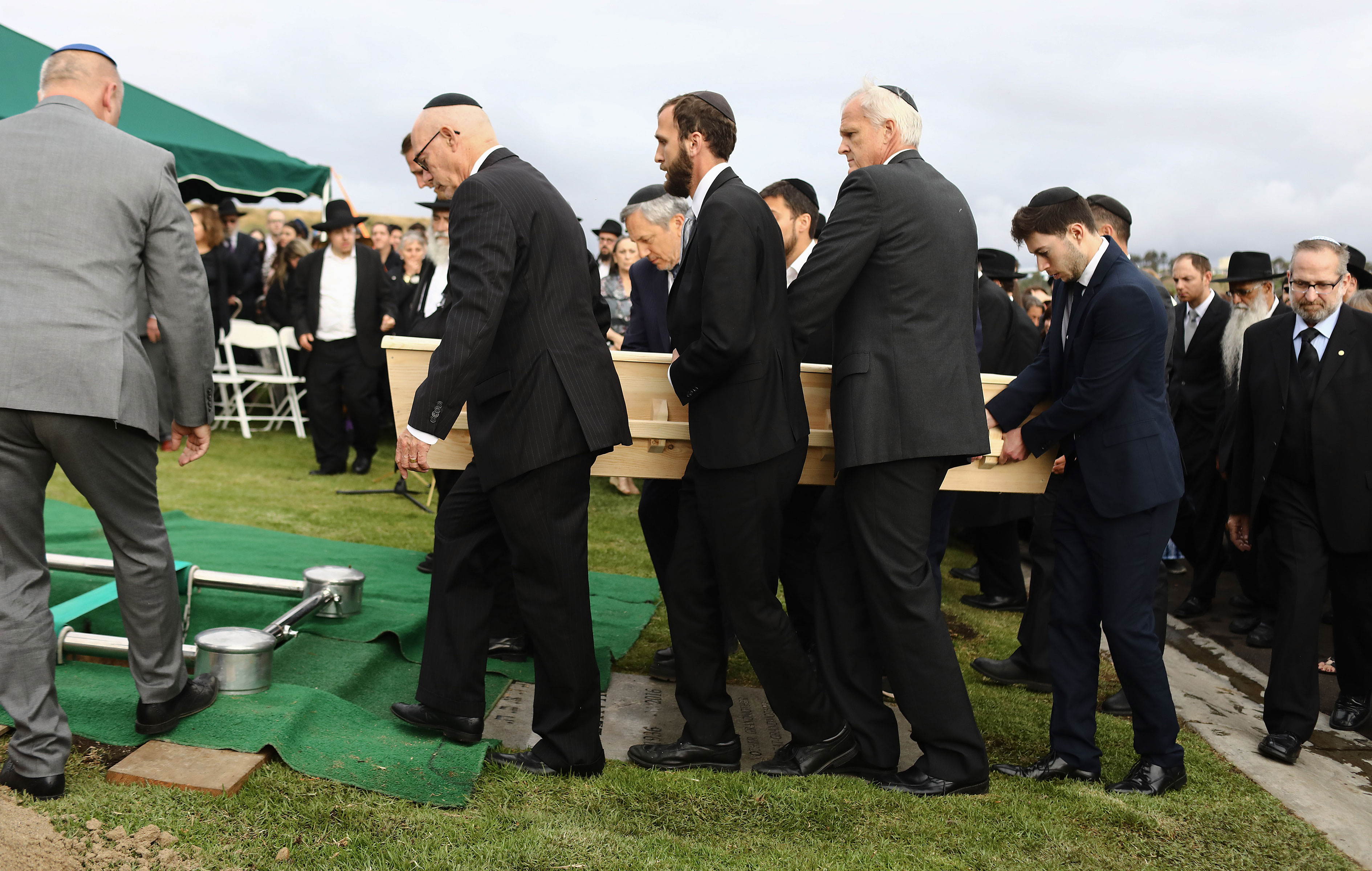 Pallbearers carry the casket of the shooting victim from the Chabad of Poway synagogue (Mario Tama—Getty Images)