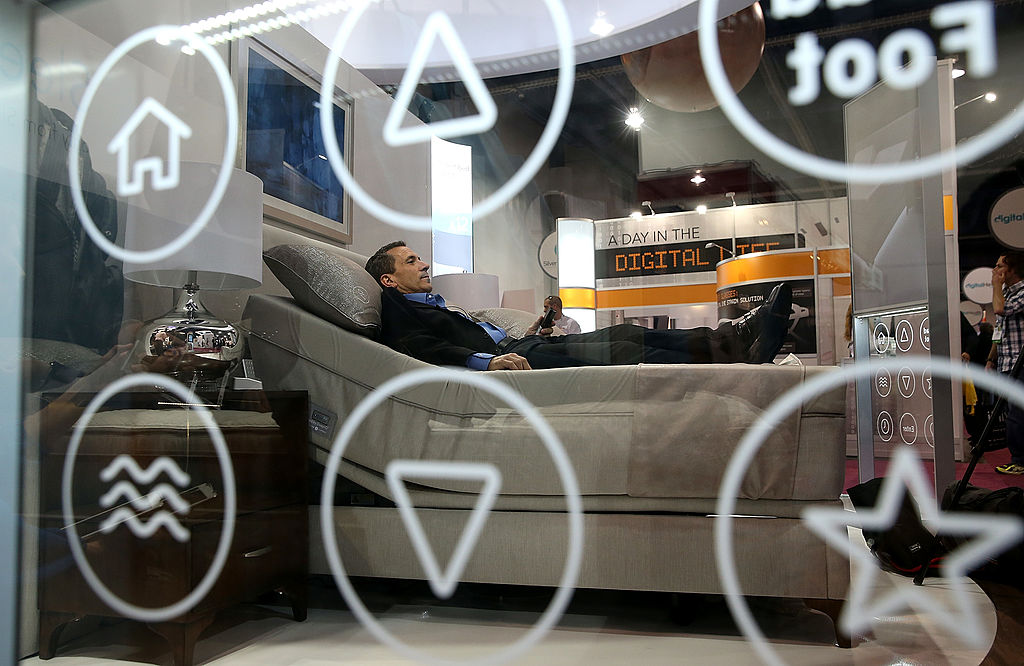 A Sleep Number X12 bed on display at the 2014 International CES at the Las Vegas Convention Center on Jan. 7, 2014. (Justin Sullivan—Getty Images)