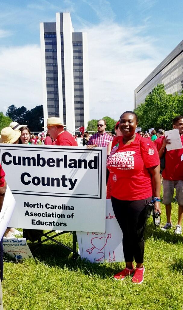 Tamika Walker Kelly at the protest in Raleigh on May 1, 2019. (courtesy of Tamika Walker Kelly)