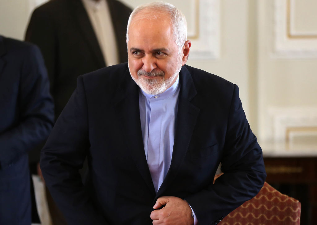 Iran's Foreign Minister Mohammad Javad Zarif gesturing during a press conference in Tehran on February 13, 2019. Zarif said an order by the U.S. president to send 1,500 additional troops to the Middle East was “extremely dangerous”. (Atta Kenare—AFP/Getty Images)