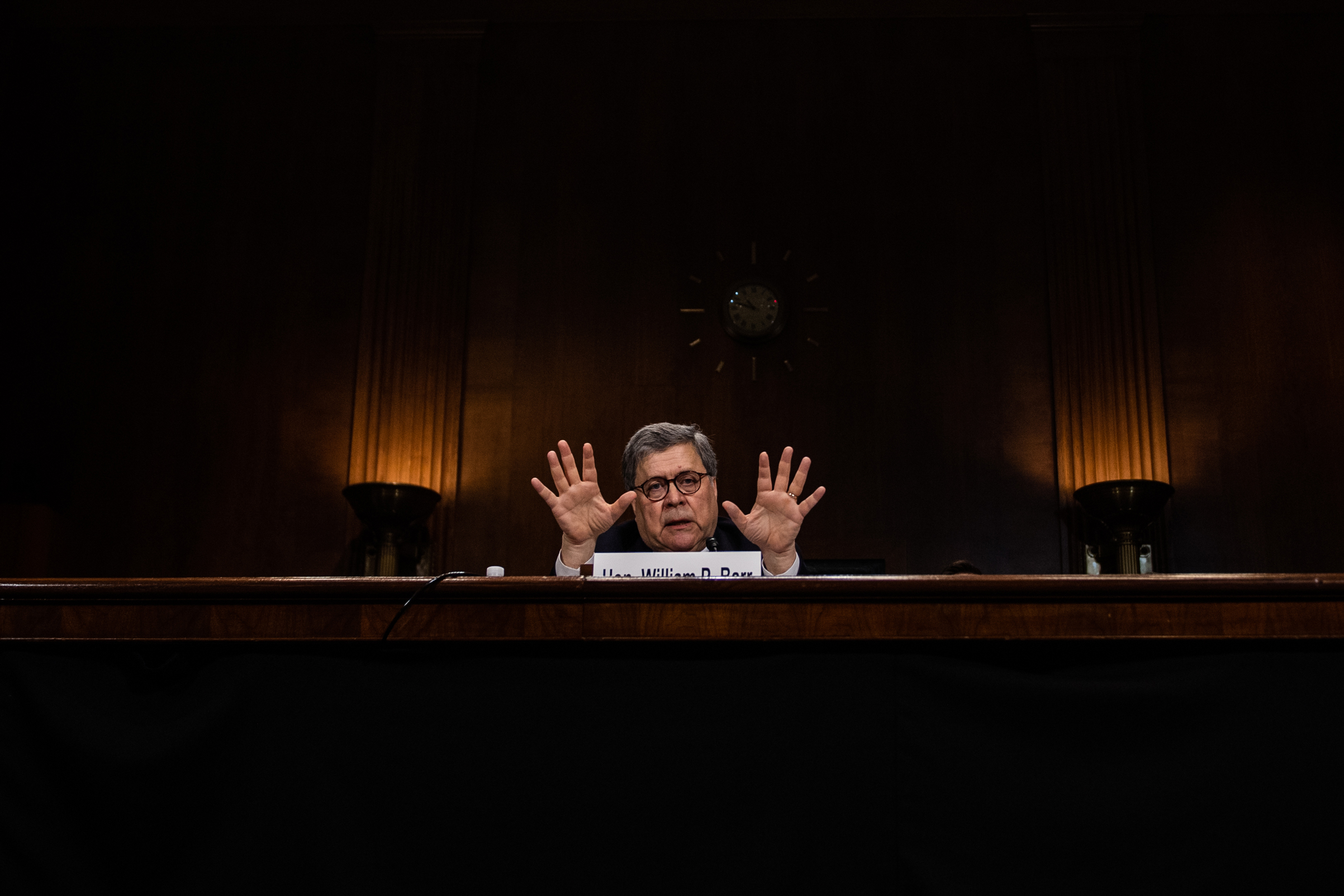 Attorney General William Barr testifies before the Senate Judiciary Committee on Capitol Hill on May 1, 2019, in Washington, D.C. (Salwan Georges—The Washington Post/Getty Images)