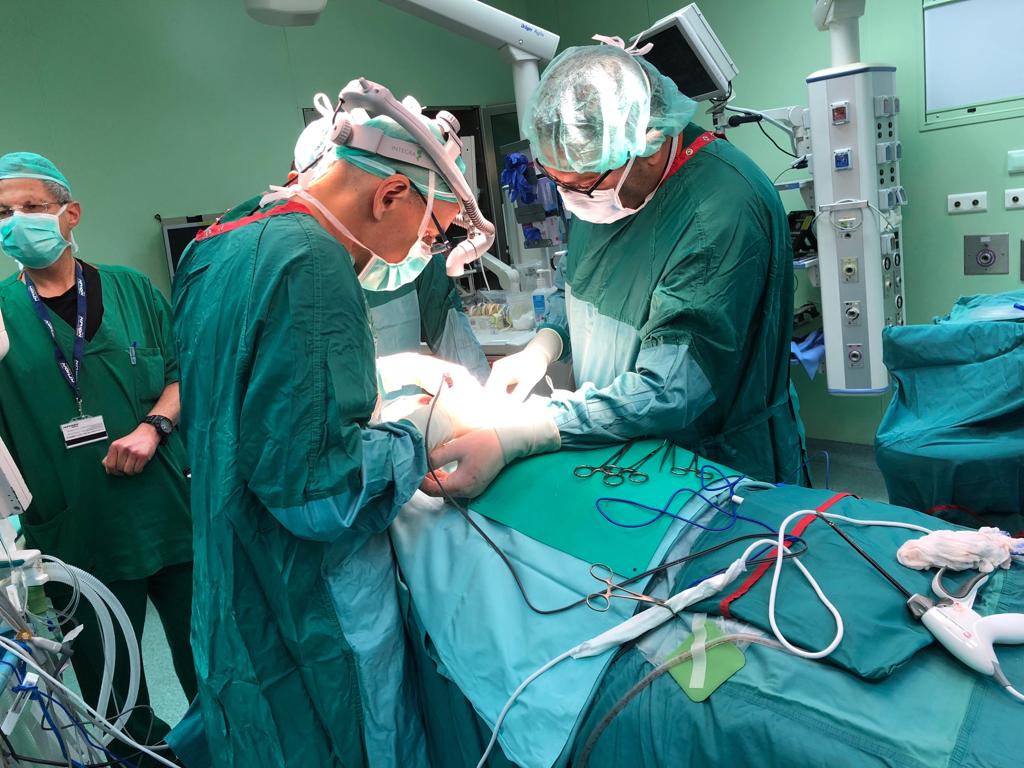 Dr. Hefetz performing the novel Adam's apple reduction surgery. (A.R.M.—Assuta Medical Center, Tel Aviv)