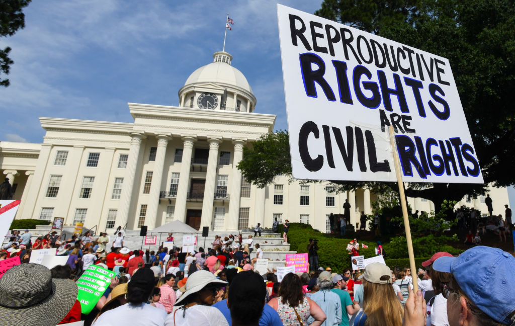 Protestors rally against one of the nation's most restrictive bans on abortion in Montgomery, Alabama on May 19, 2019 (Julie Bennett—Getty Images)