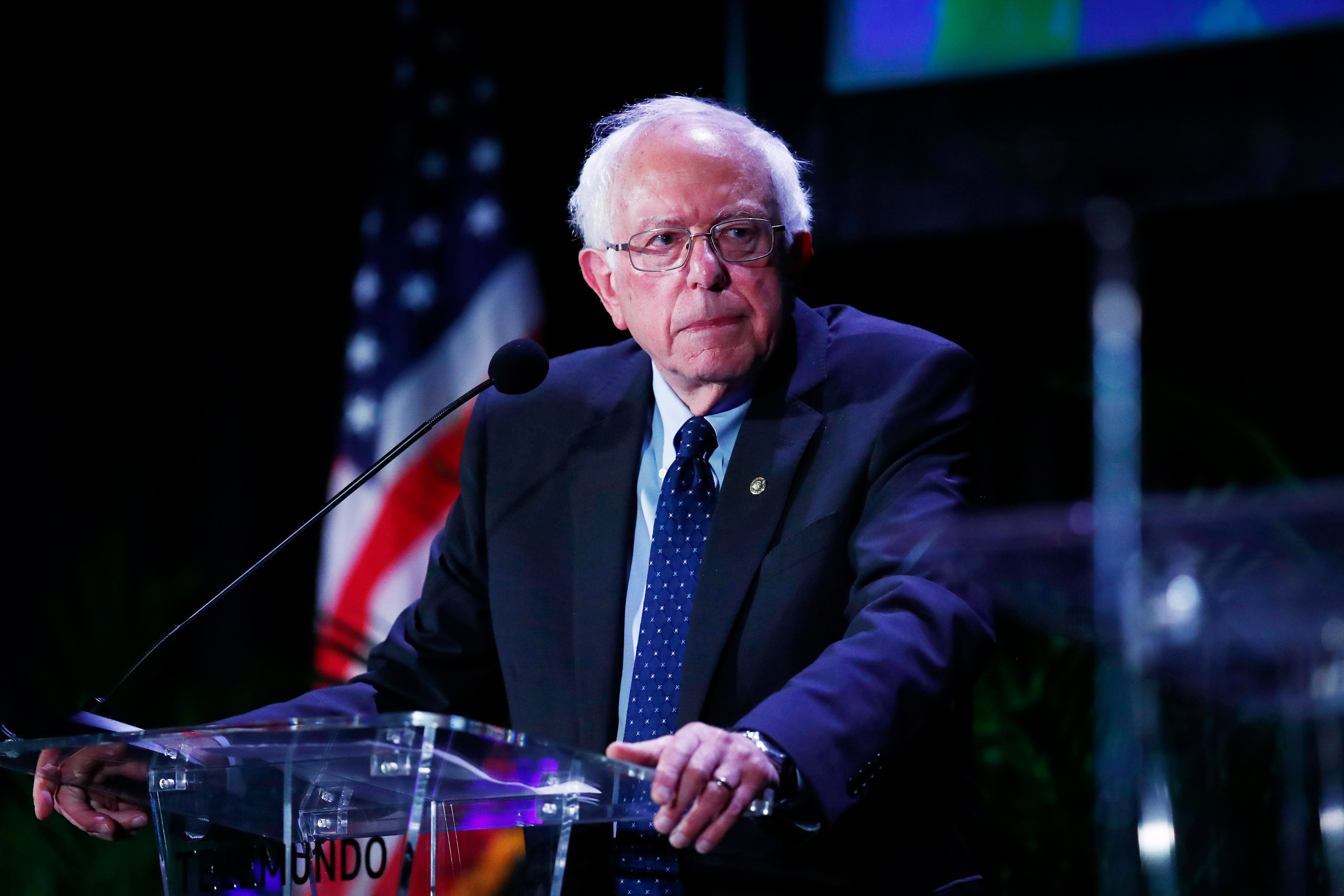 Democratic presidential candidate Sen. Bernie Sanders, I-Vt., pauses while speaking during a forum on Friday, June 21, 2019, in Miami. (Brynn Anderson—AP)