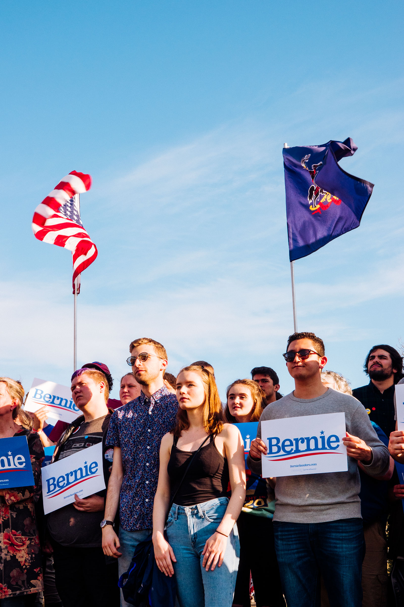 A Sanders rally in Pittsburgh; as in 2016, his following skews young (Devin Yalkin for TIME)