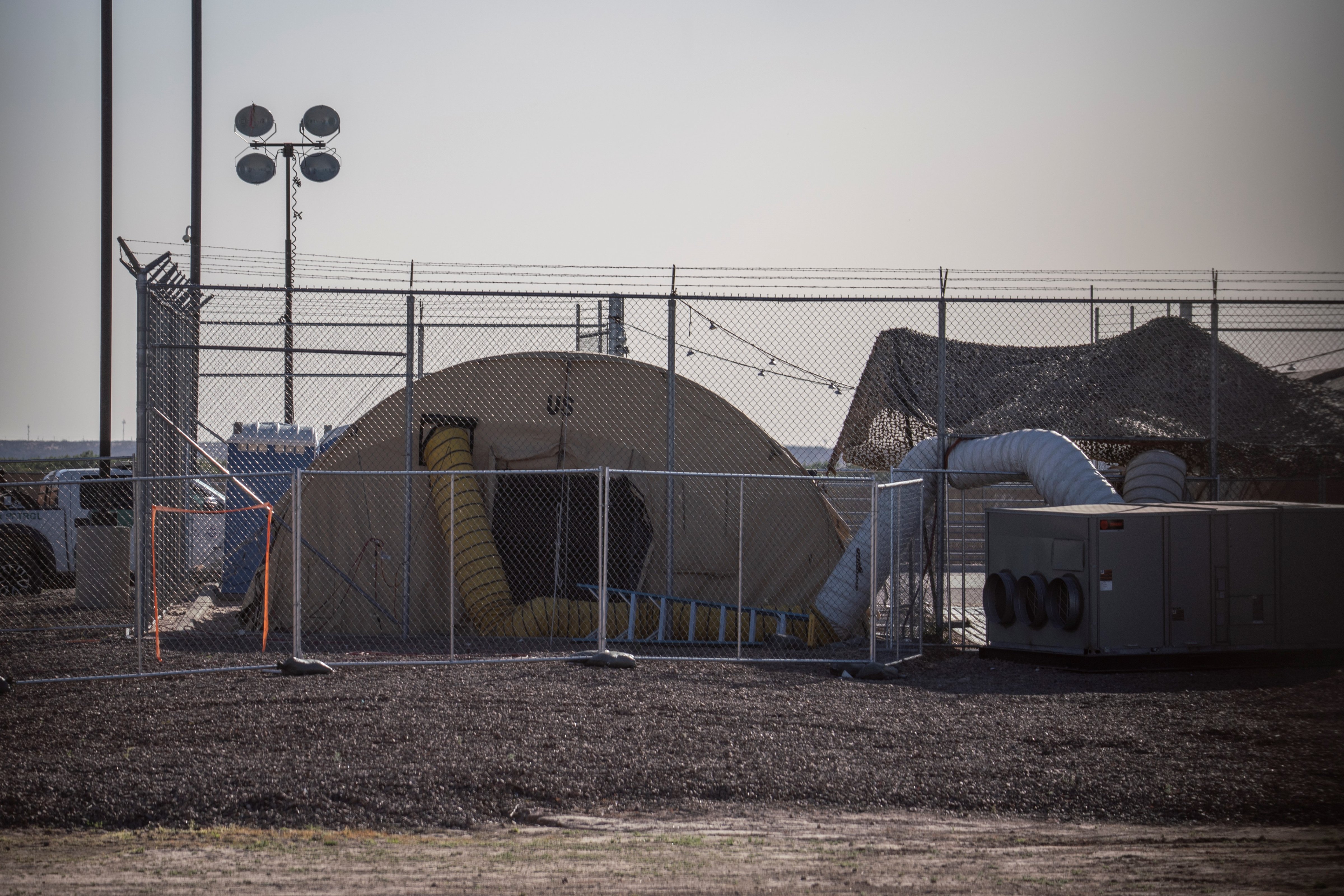 A temporary facility set up to hold migrants is pictured at a United States Border Patrol Station in Clint, Texas, on June 25, 2019. (PAUL RATJE—AFP/Getty Images)