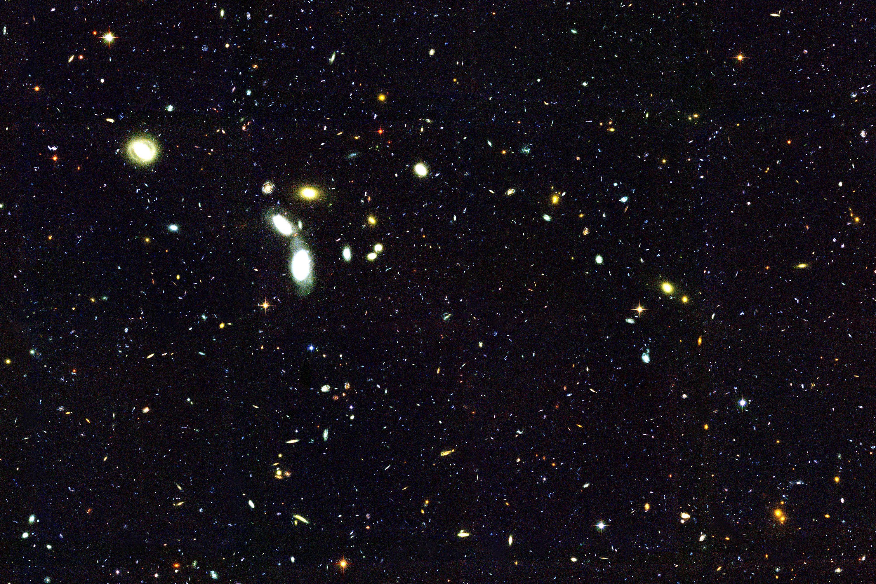 NASA's Hubble Space Telescope reached back to nearly the beginning of time to sample thousands of infant galaxies. This image, taken with Hubble's Advanced Camera for Surveys, shows several thousand galaxies, many of which appear to be interacting or in the process of forming. (NASA—WireImage)