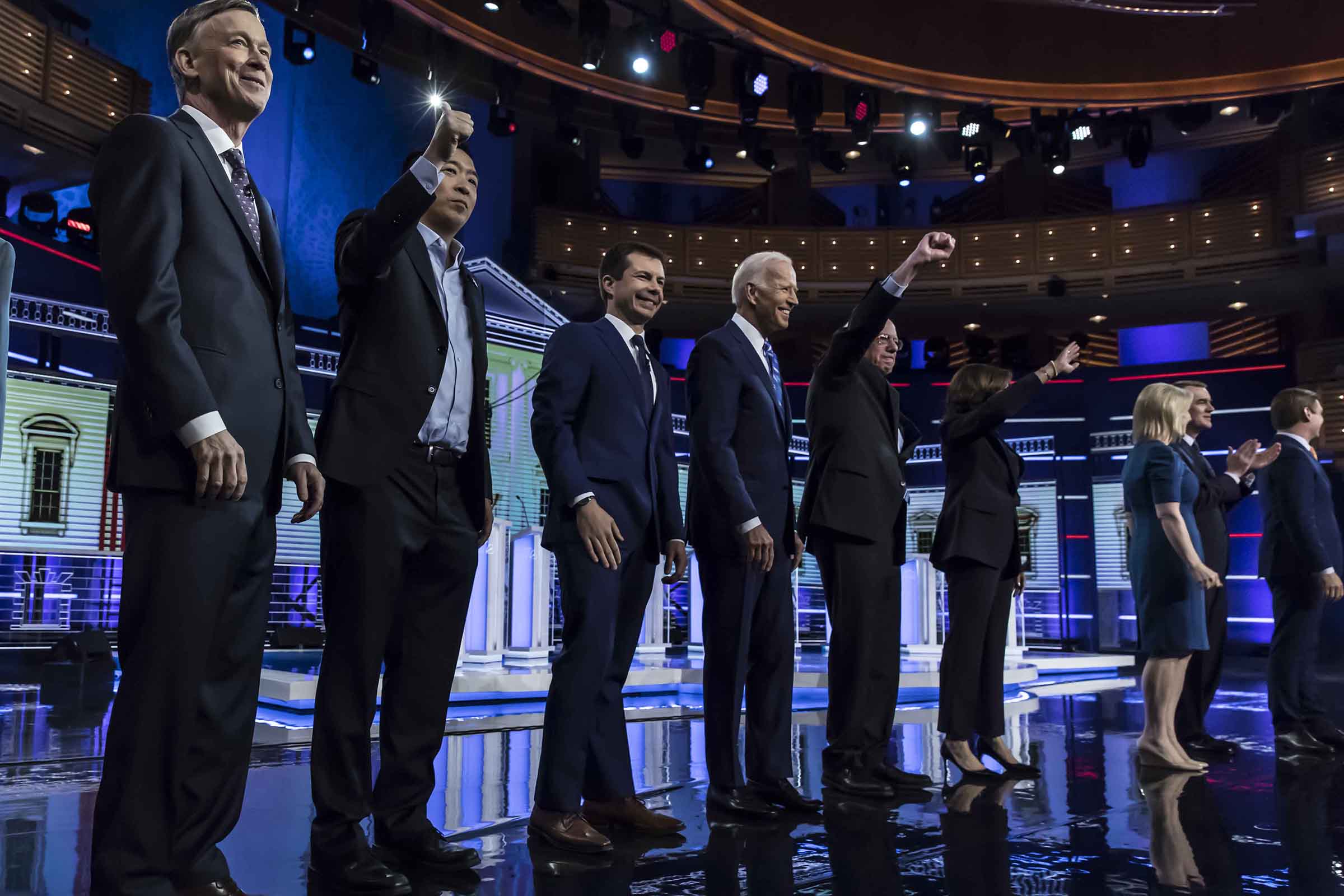 Democratic presidential hopefuls take the stage in the second Democratic primary debate of the 2020 presidential campaign season hosted by NBC News at the Adrienne Arsht Center for the Performing Arts in Miami, Florida, June 27, 2019. (Christopher Morris for TIME)