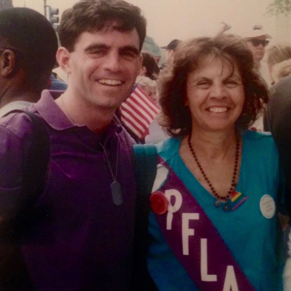 Marcus and his mother at the 1993 March on Washington for Lesbian, Gay, and Bi Equal Rights and Liberation (Courtesy Eric Marcus)
