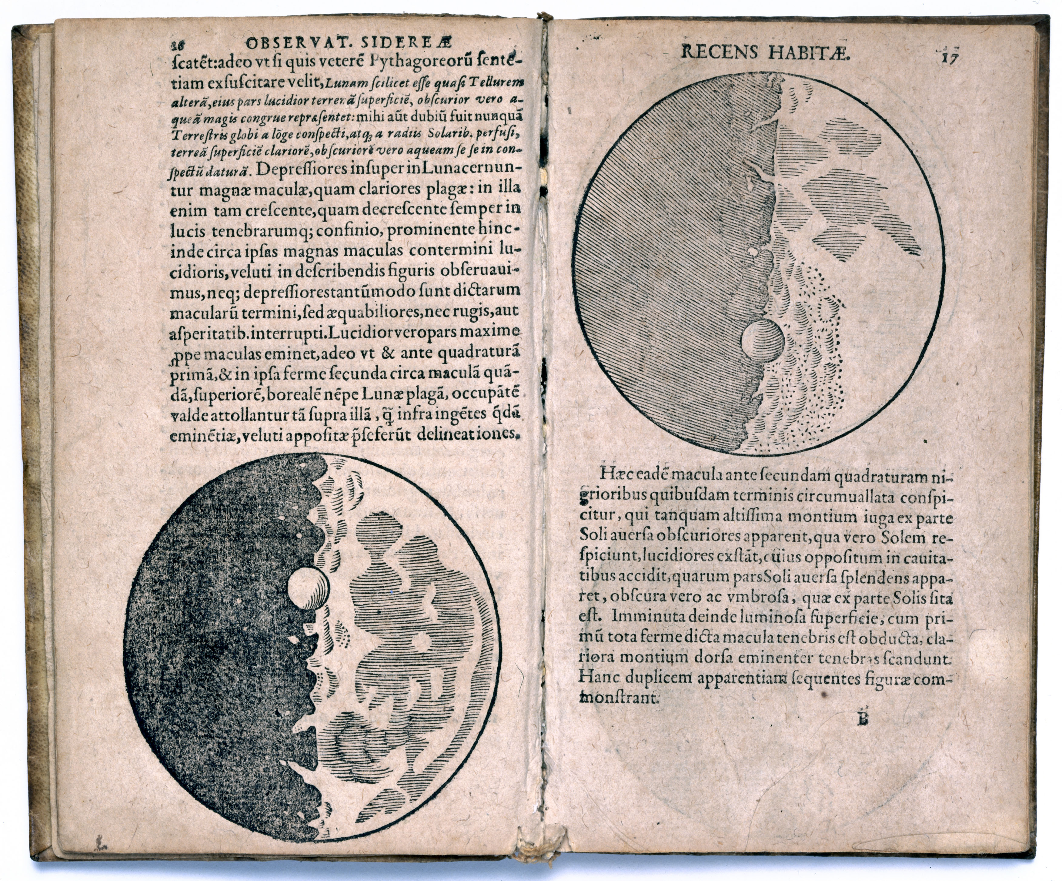 Pages from 'Sidereus, nuncius magna' (known as 'The Starry Messenger', Venice, 1610) by Galileo Galilei (1564-1642), a book of astronomical theory and observations. Galileo was an Italian astronomer and physicist and outstanding representative of the movement which transformed medieval natural philosophy into modern science. (Science & Society Picture Library—SSPL via Getty Images)