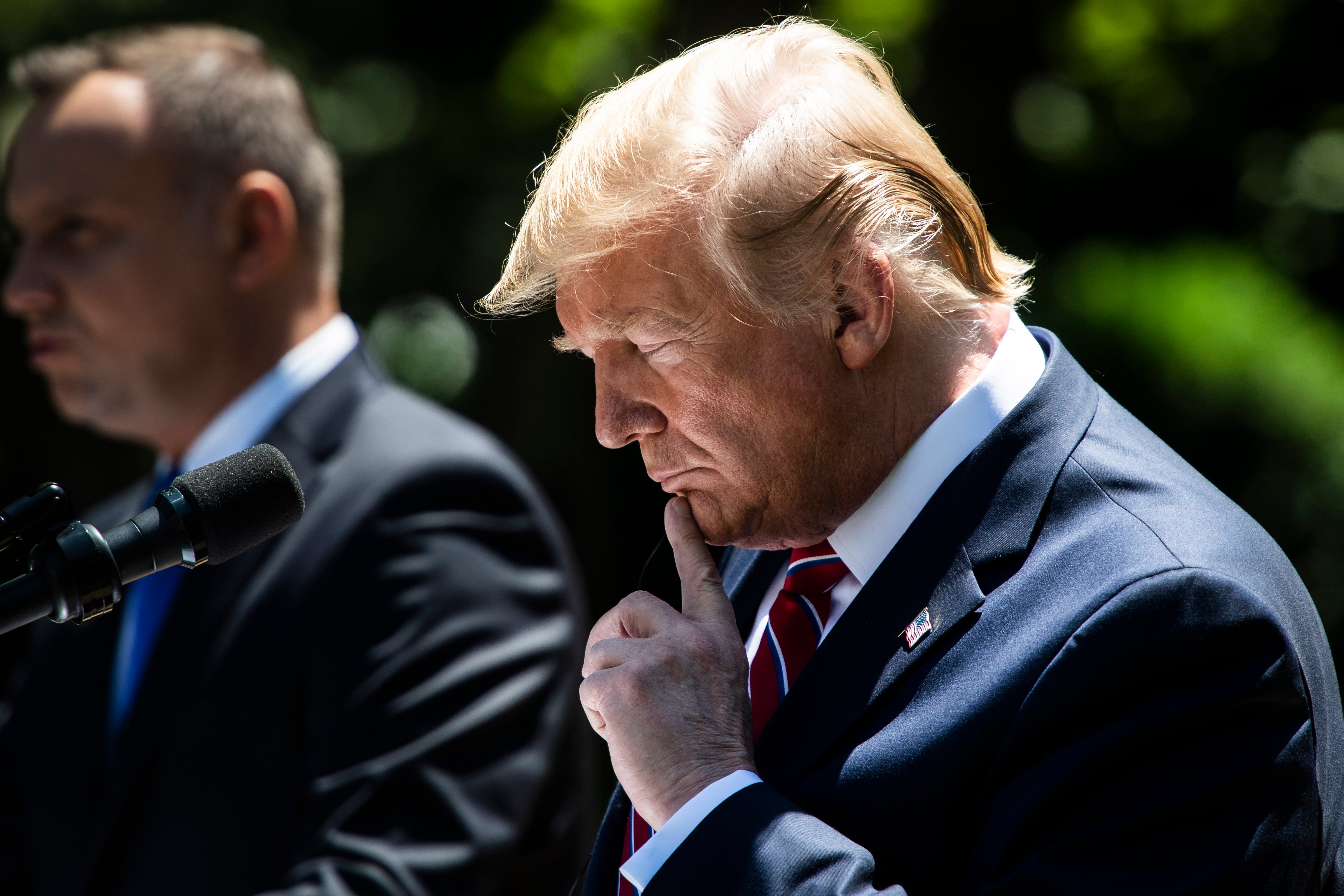 President Donald J. Trump and President of the Republic of Poland Andrzej Duda participate in a joint press conference in the Rose Garden at the White House in Washington, DC. on June 12, 2019. (Jabin Botsford—The Washington Post/Getty Images)
