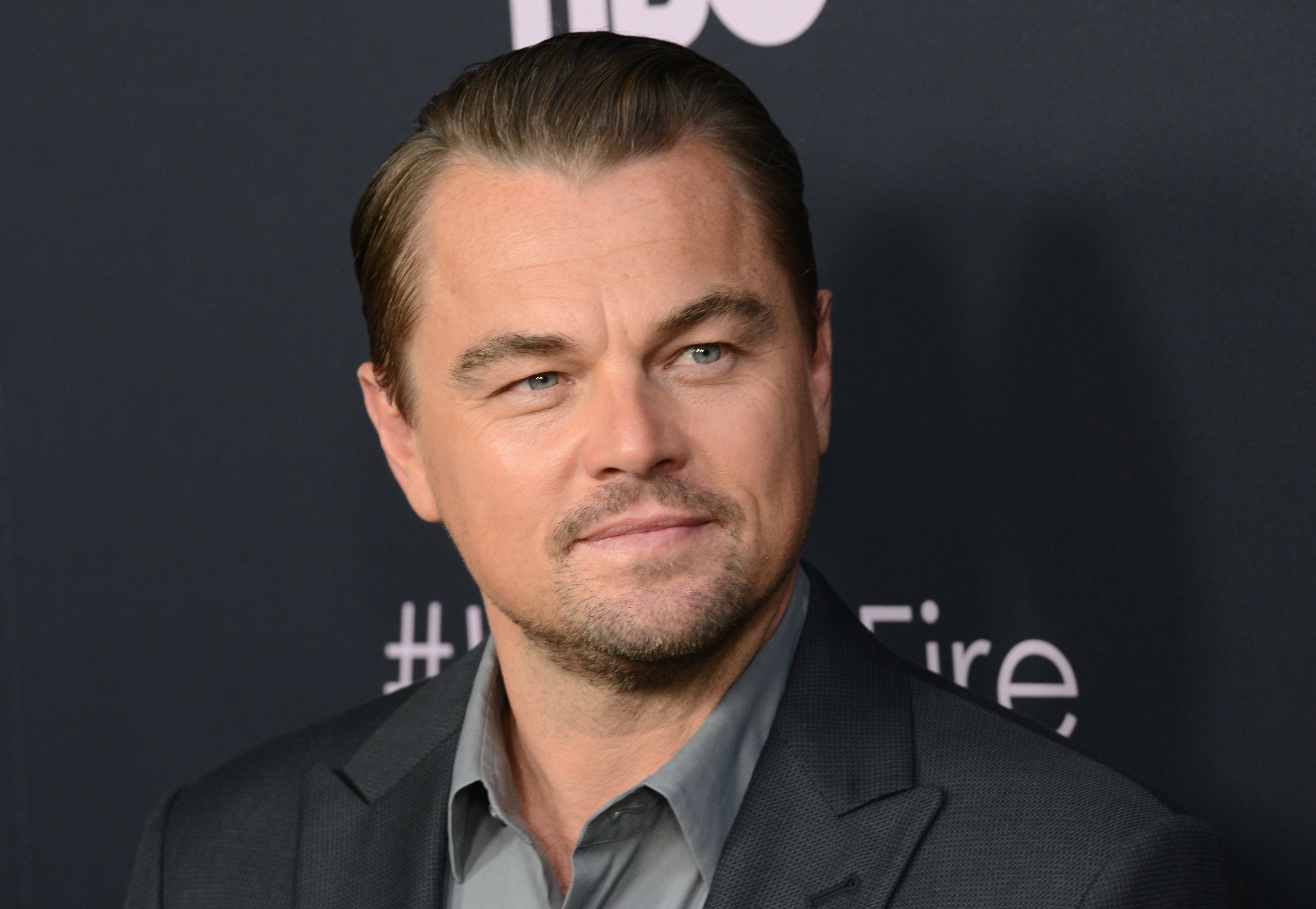 Leonardo DiCaprio arrives for the LA Premiere Of HBO's "Ice On Fire" (Albert L. Ortega—Getty Images)