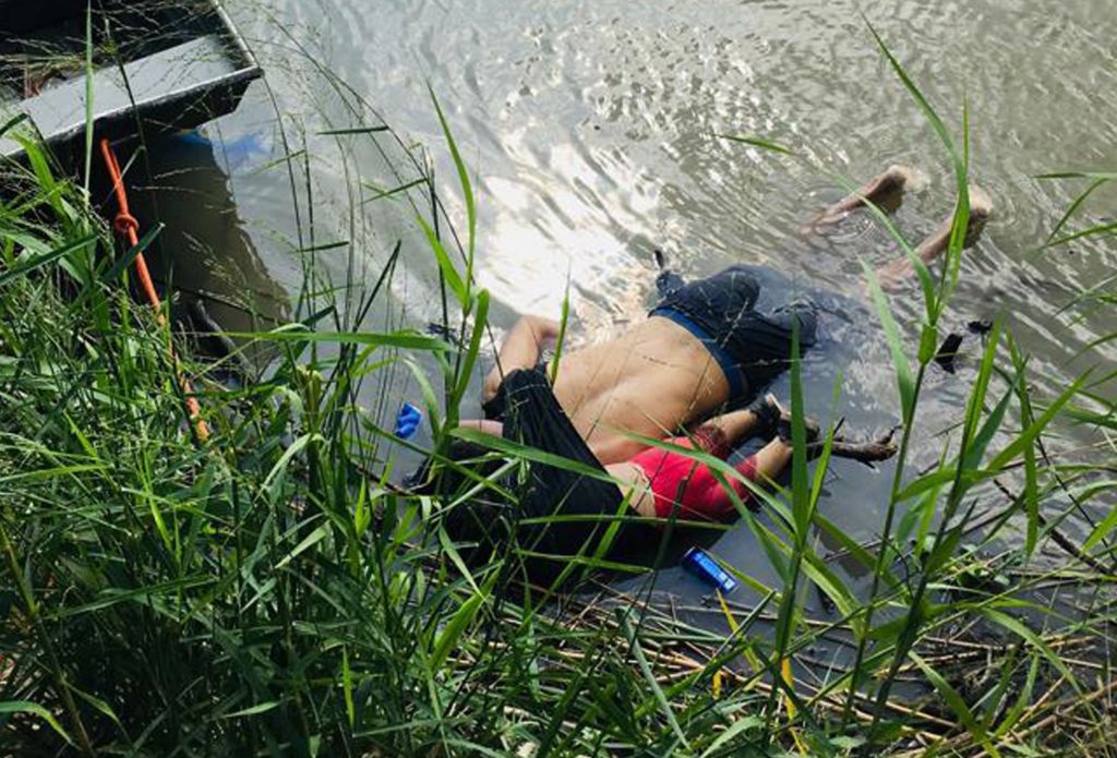 View of the bodies of Salvadoran migrant Óscar Martínez Ramírez and his daughter, who drowned while trying to cross the Rio Grande -on their way to the U.S.- in Matamoros, state of Tamaulipas on June 24, 2019. (STR—AFP/Getty Images)