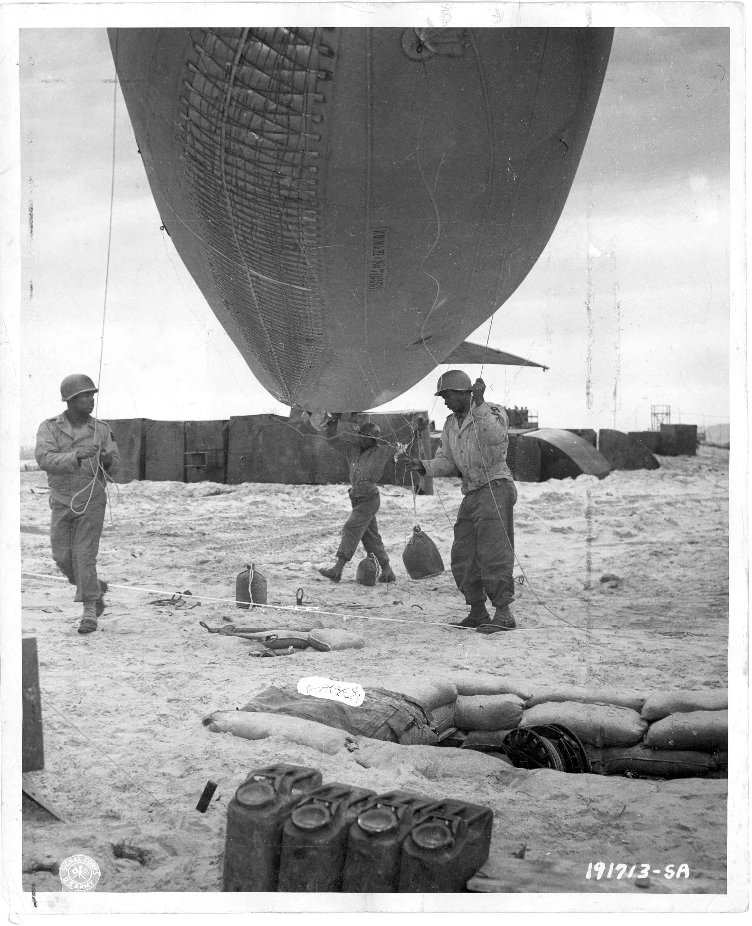 320th Barrage Balloon on Omaha Beach (National Archives and Records Administration)
