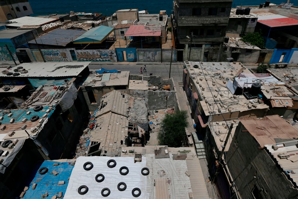 A picture taken on June 23, 2019 shows a partial view of the Gaza Strip's al-Shati refugee camp. The United States is set to co-chair a two-day conference in Bahrain starting June 25 focusing on the economic aspects of President Donald Trump's Israeli-Palestinian peace plan. (Mohammed Abed&mdash;AFP/Getty Images)