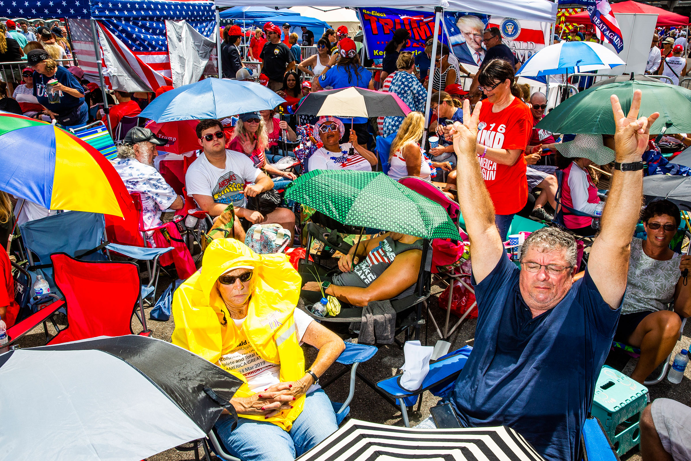 Supporters attend a Trump rally held to announce his candidacy for a second presidential term, in Orlando. (David Williams—Redux for TIME)
