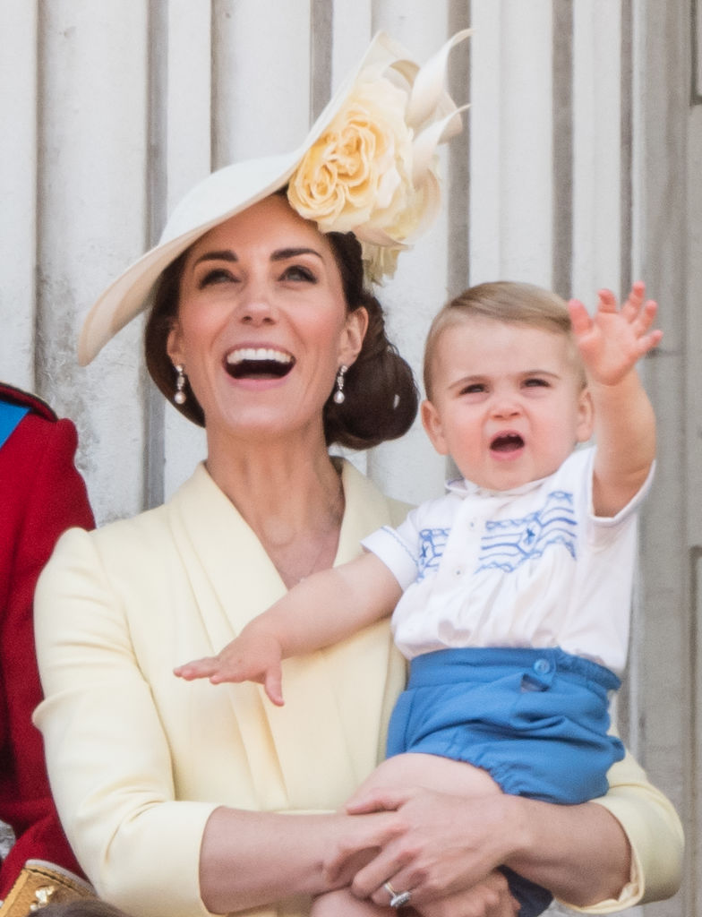 Prince Louis and Catherine, Duchess of Cambridge appear on the balcony during Trooping The Colour, the Queen's annual birthday parade, on June 8, 2019 in London, England. (Samir Hussein—WireImage/Getty Images)