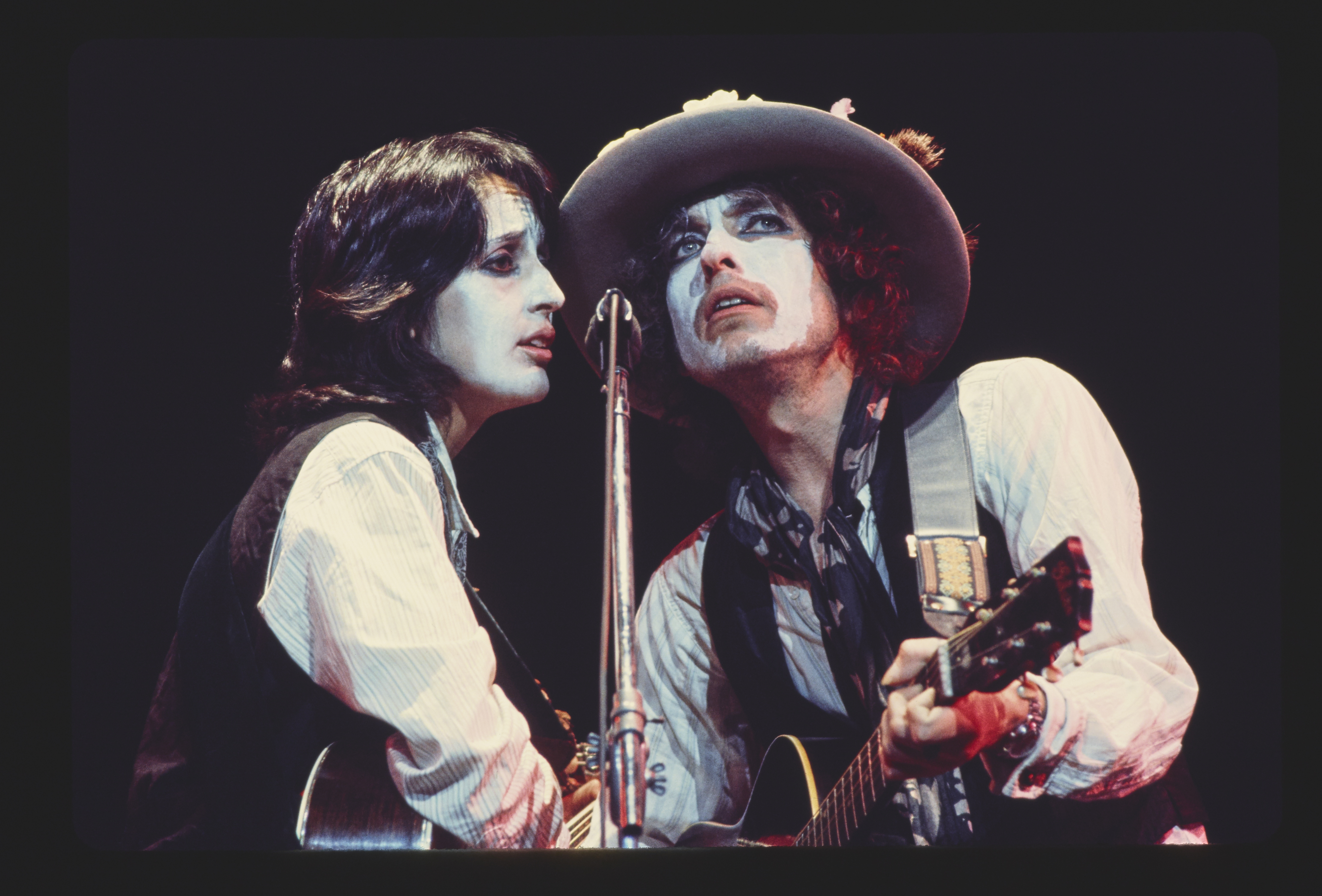 Joan Baez, left, and Bob Dylan, as seen in "Rolling Thunder Revue: A Bob Dylan Story by Martin Scorsese." (Netflix)