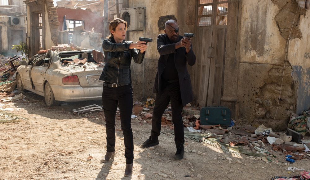 Samuel L. Jackson and Cobie Smulders in <i>Spider-Man: Far From Home</i> (Jay Maidment—Sony Pictures)