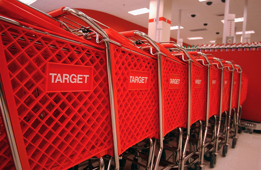 A line of shopping carts ready for business are seen at a Target store in downtown Brooklyn. (Photo by Ramin Talaie/Corbis via Getty Images) (Ramin Talaie&mdash;Corbis via Getty Images)