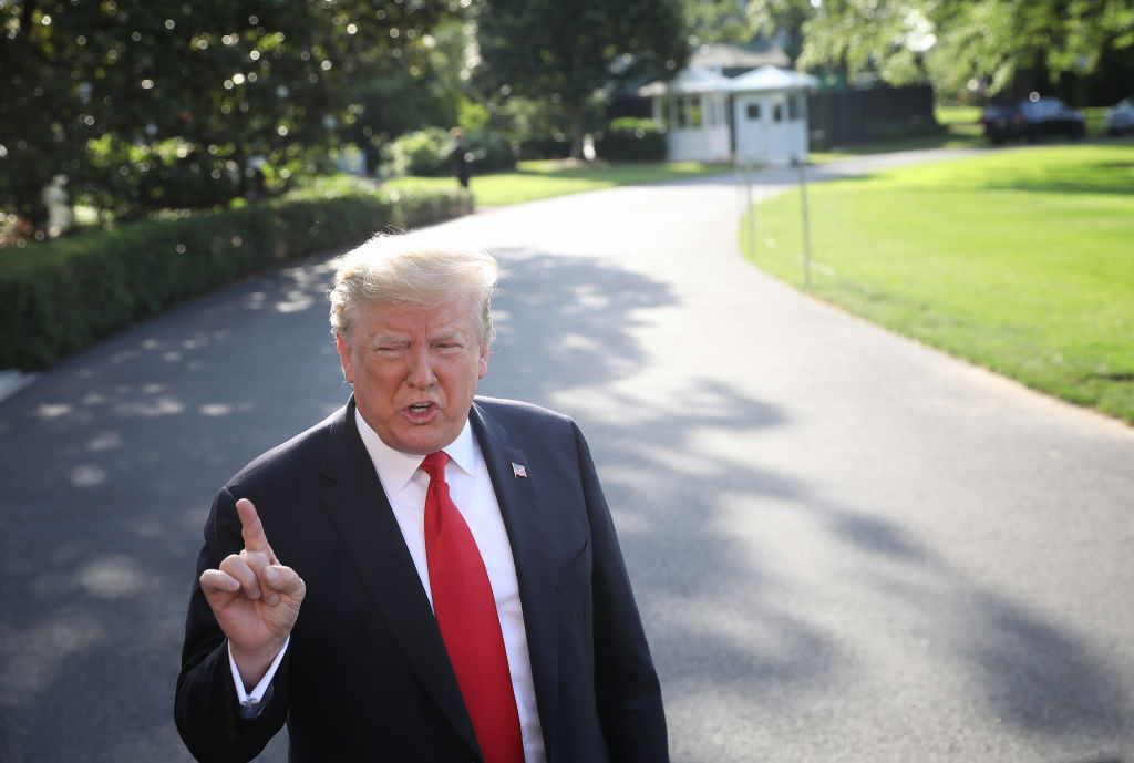 U.S. President Donald Trump answers questions on the comments of special counsel Robert Mueller while departing the White House May 30, 2019 in Washington, D.C. (Win McNamee—Getty Images)
