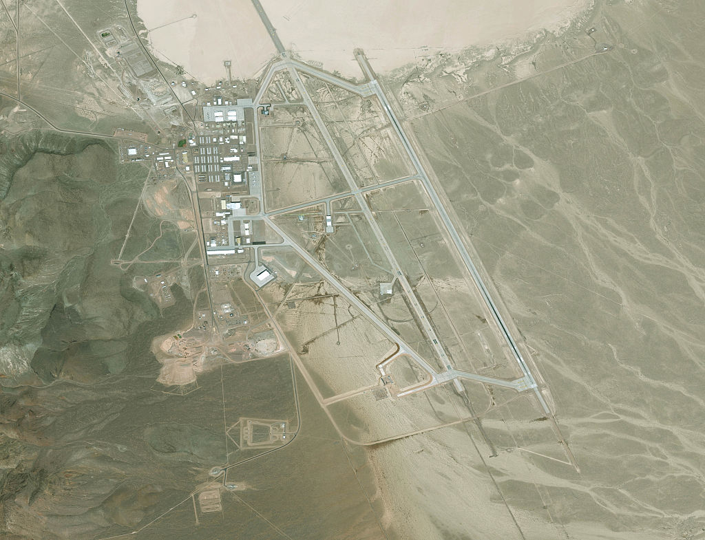NOVEMBER 21, 2014:  DigitalGlobe satellite image Area 51.  The United States Air Force facility commonly known as Area 51 is a remote detachment of Edwards Air Force Base, within the Nevada Test and Training Range.