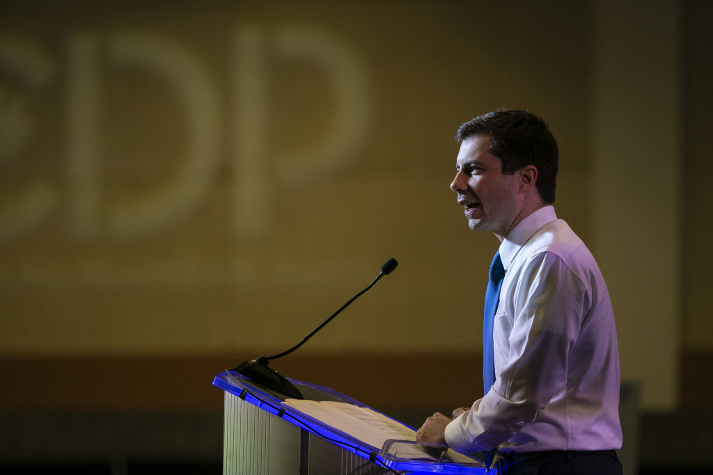 Pete Buttigieg, mayor of South Bend and 2020 presidential candidate, speaks at the South Carolina Democratic Party convention in Columbia, South Carolina, U.S., on Saturday, June 22, 2019. Buttigieg raised $24 million in second quarter fundraising, securing his spot in the September debates. (Al Drago—Bloomberg—Getty Images)