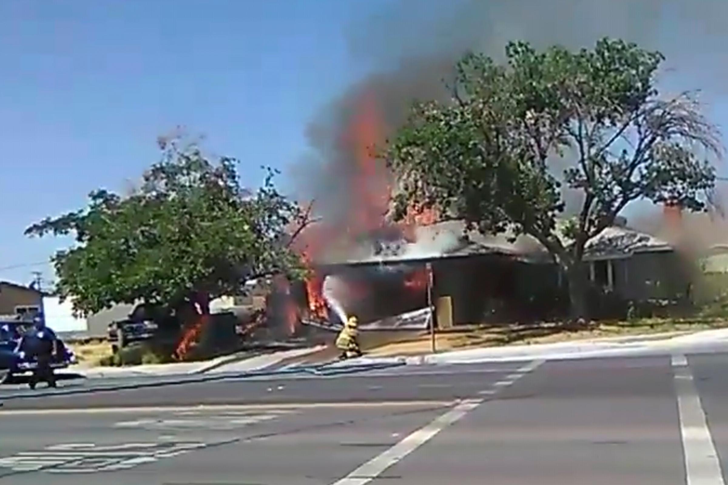 A Fire Caused by The Biggest Earthquake in 20 Years Hit Southern California.
