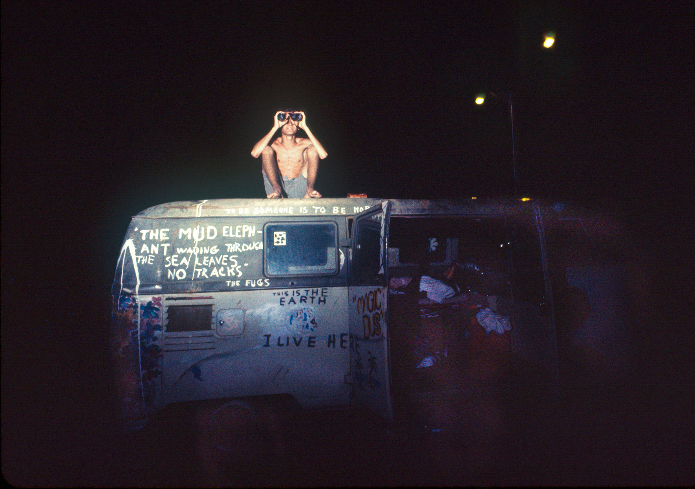 A camper tries to get a better view of the Apollo 11 launch site. (David Burnett —Contact Press Images for TIME)