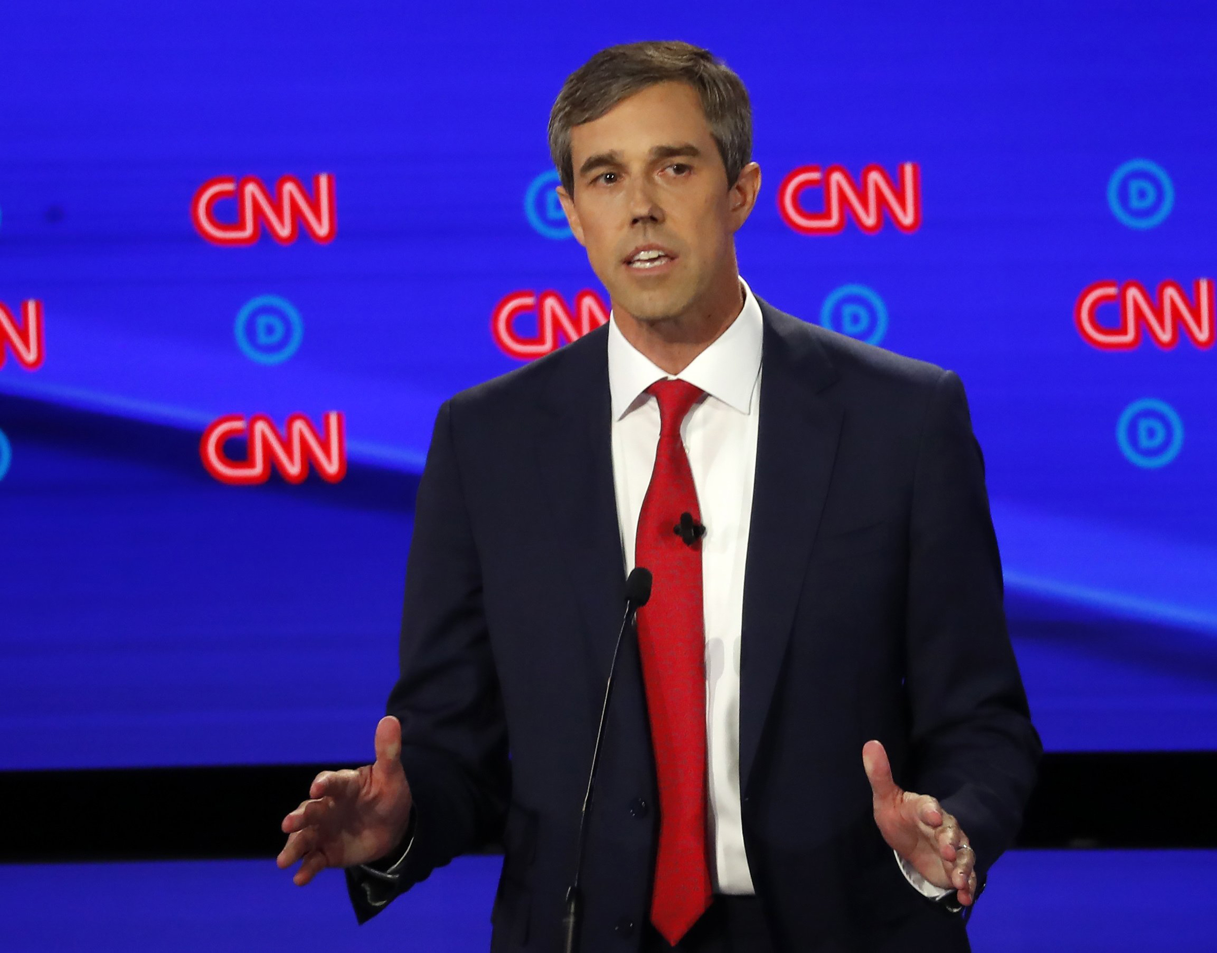 Former Texas Rep. Beto O'Rourke participates in the first of two Democratic presidential primary debates hosted by CNN on July 30, 2019, in the Fox Theatre in Detroit. (Paul Sancya—AP)